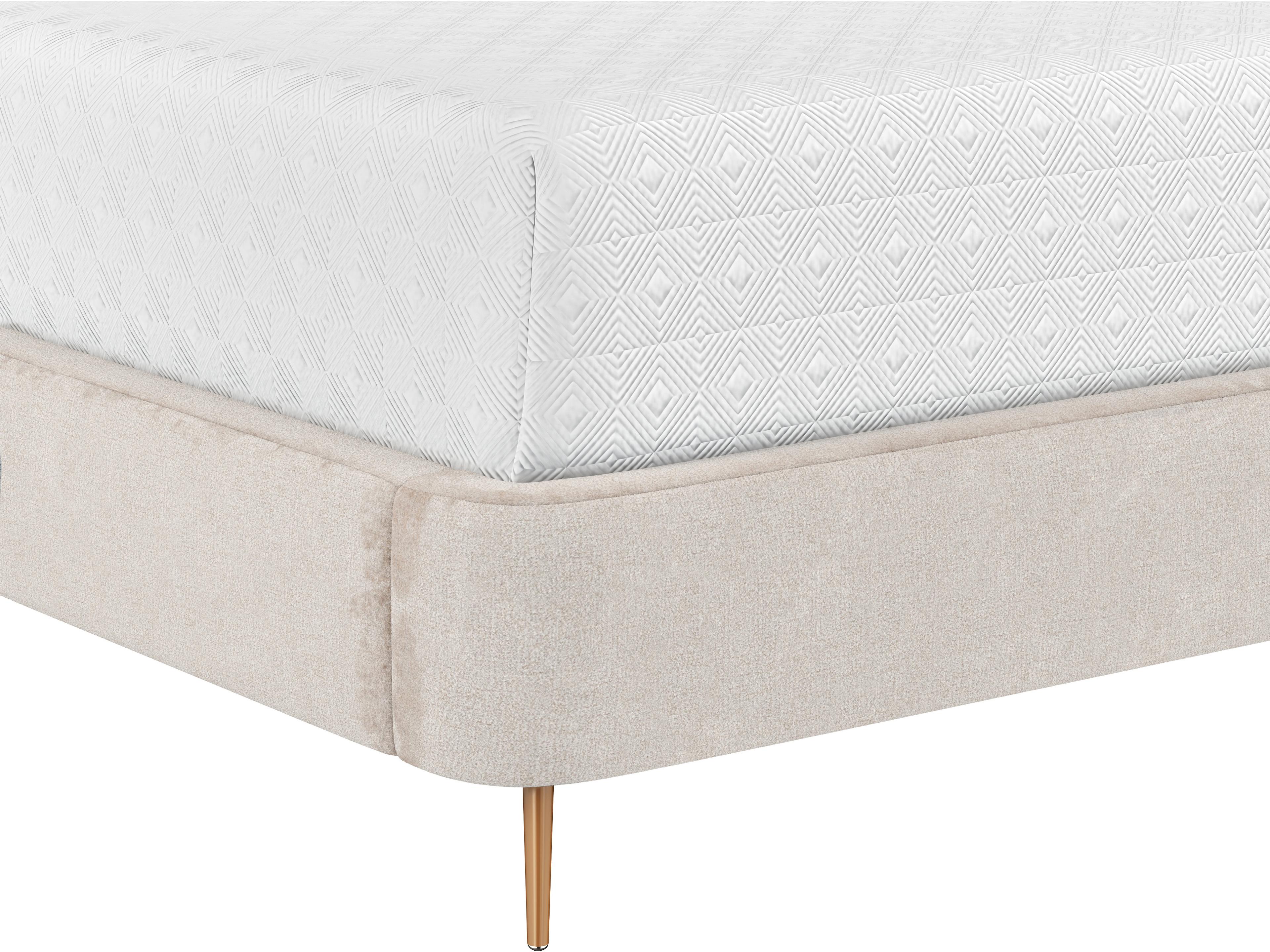 Sunpan Tierra Bergen Taupe White Upholstered Queen Platform Bed