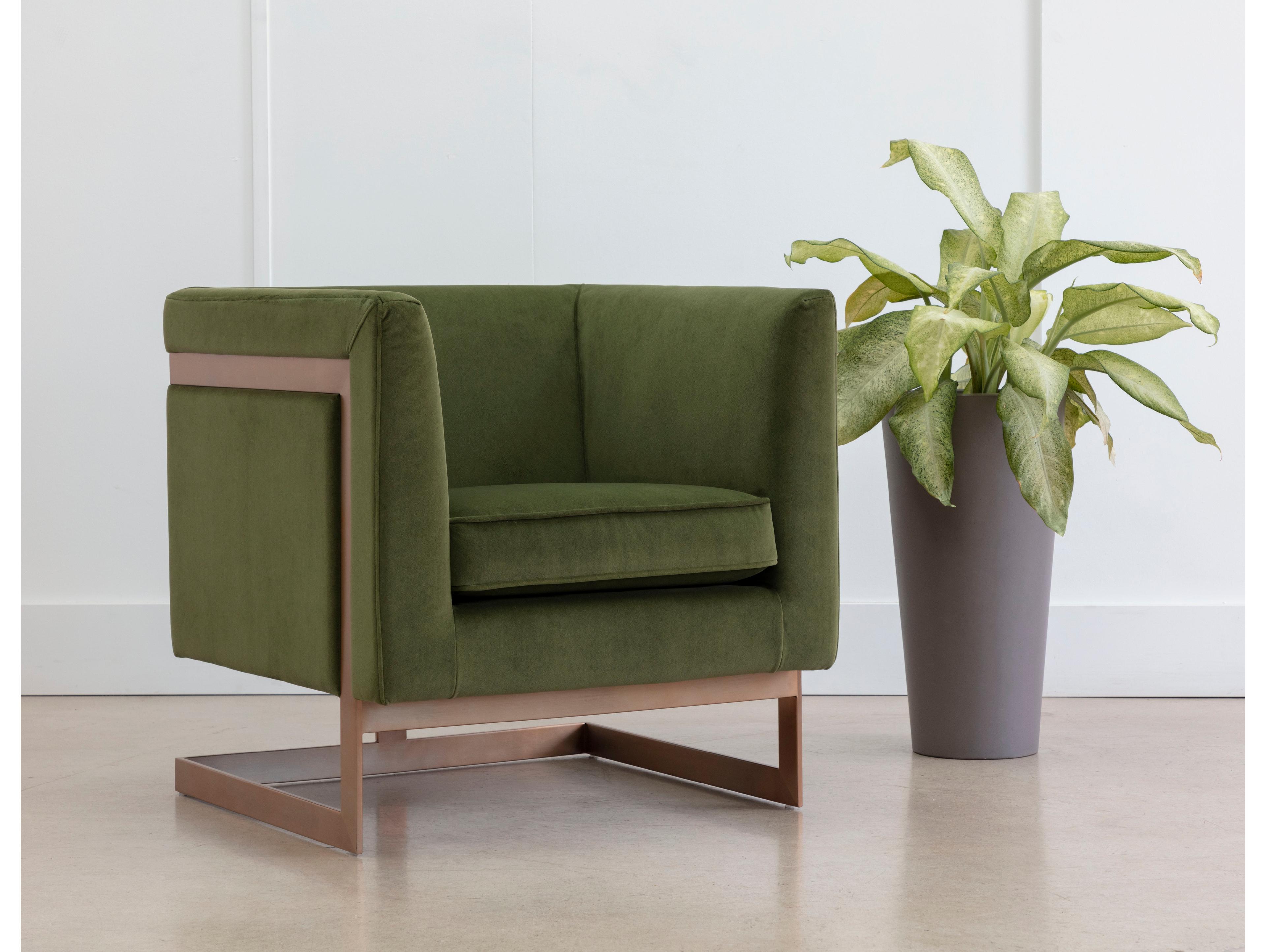 Sunpan Yvette Green Fabric Accent Chair