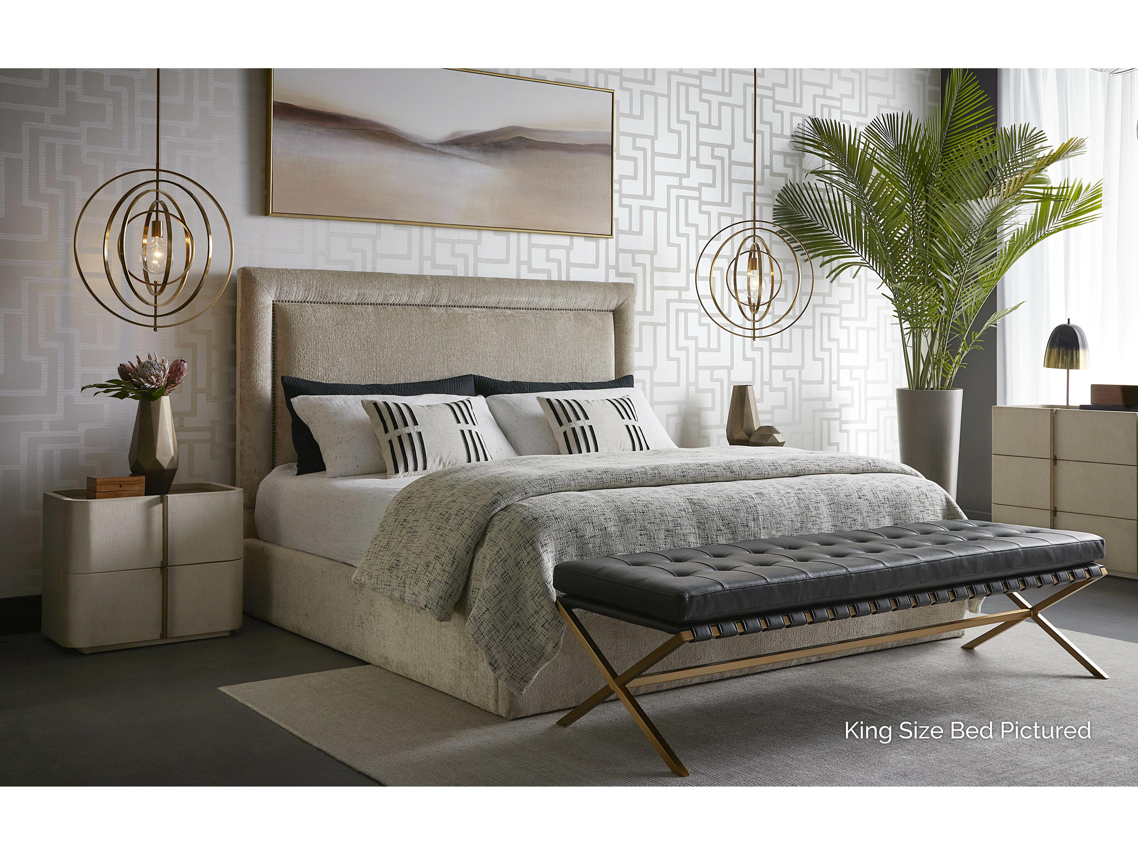 Sunpan Nylah Bergen Taupe Beige Upholstered Queen Platform Bed