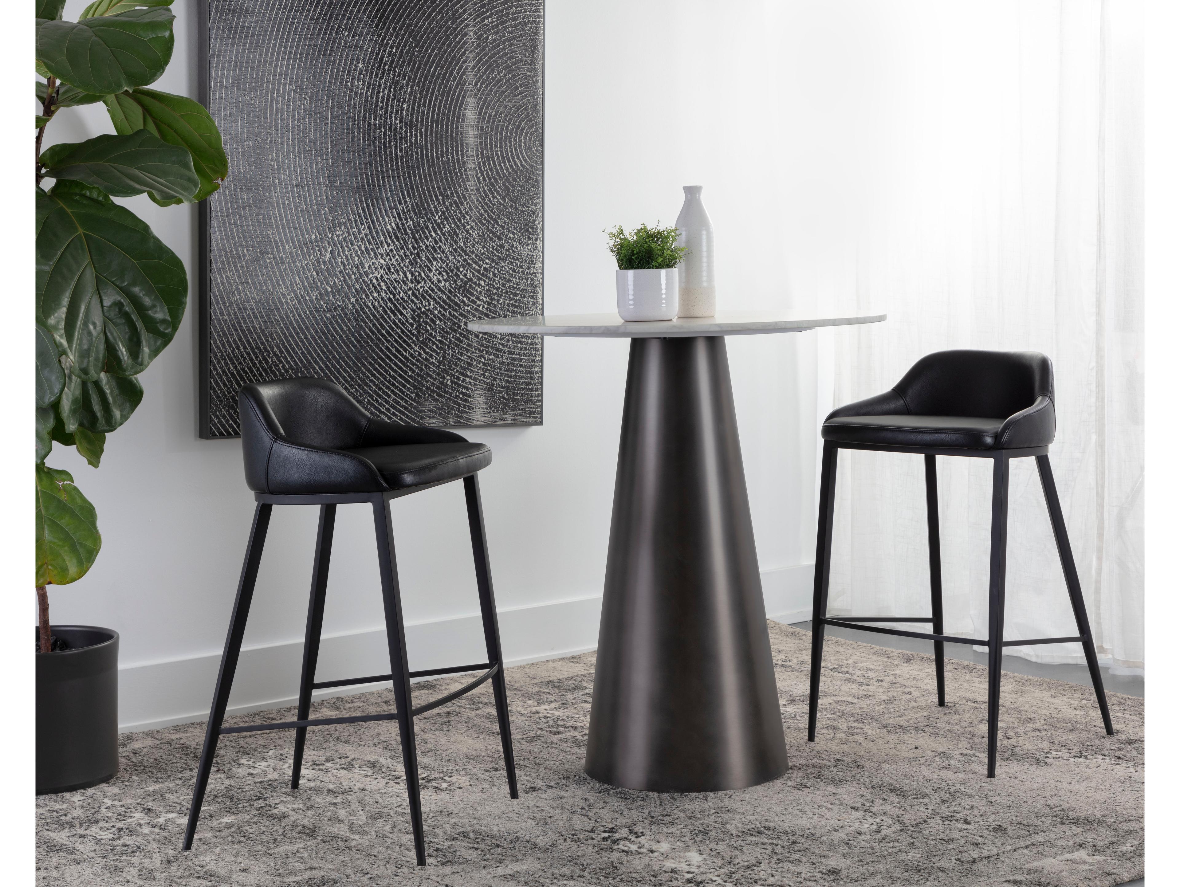 Sunpan Astra Black Nightfall Faux Leather Bar Stool