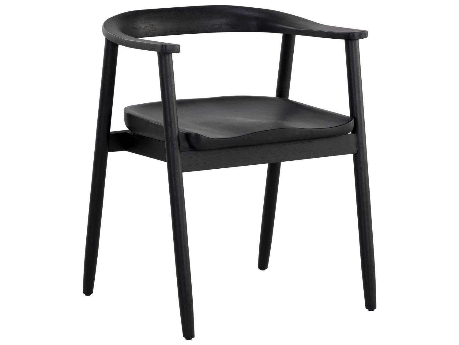 Sunpan Jeremy Oak Wood Black Arm Dining Chair