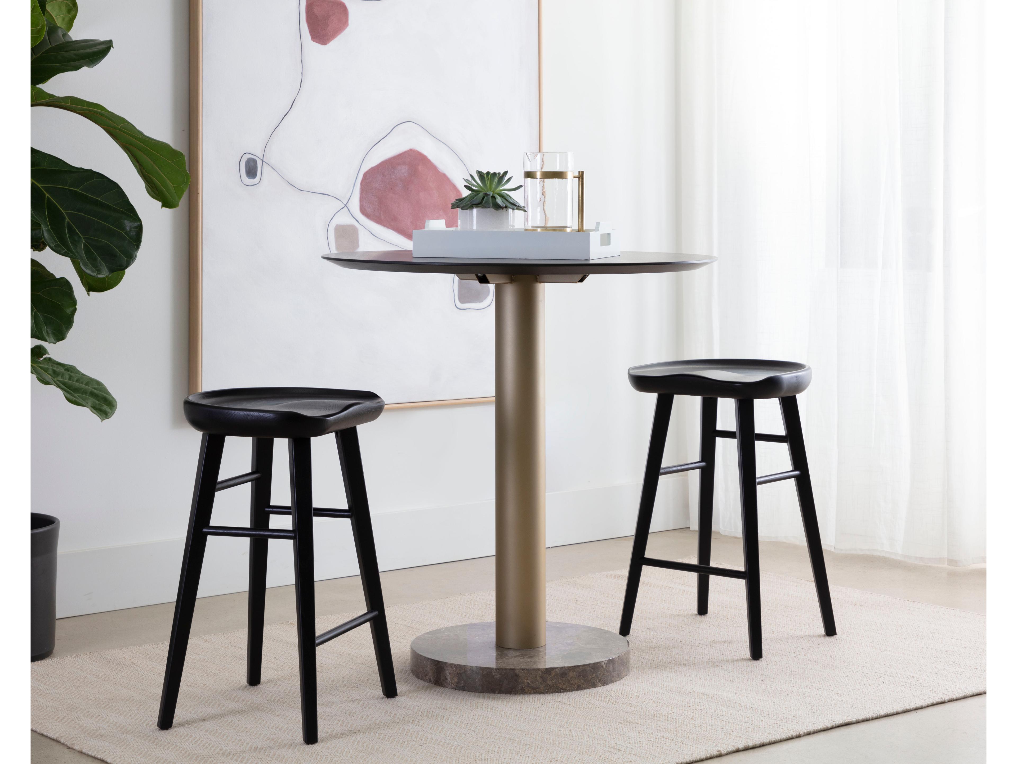 Sunpan Dominic Black Oak Wood Bar Stool