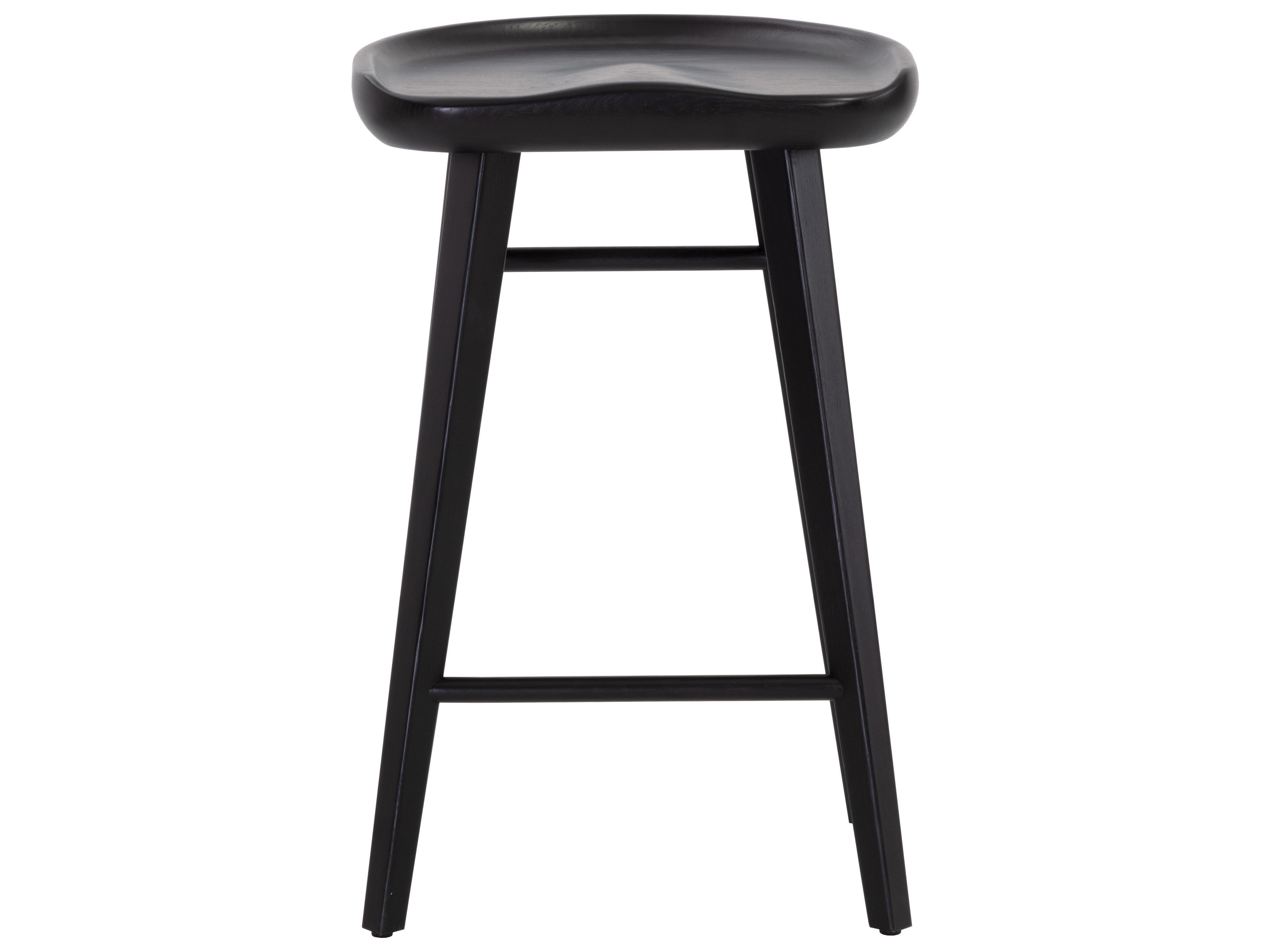 Sunpan Dominic Black Oak Wood Bar Stool