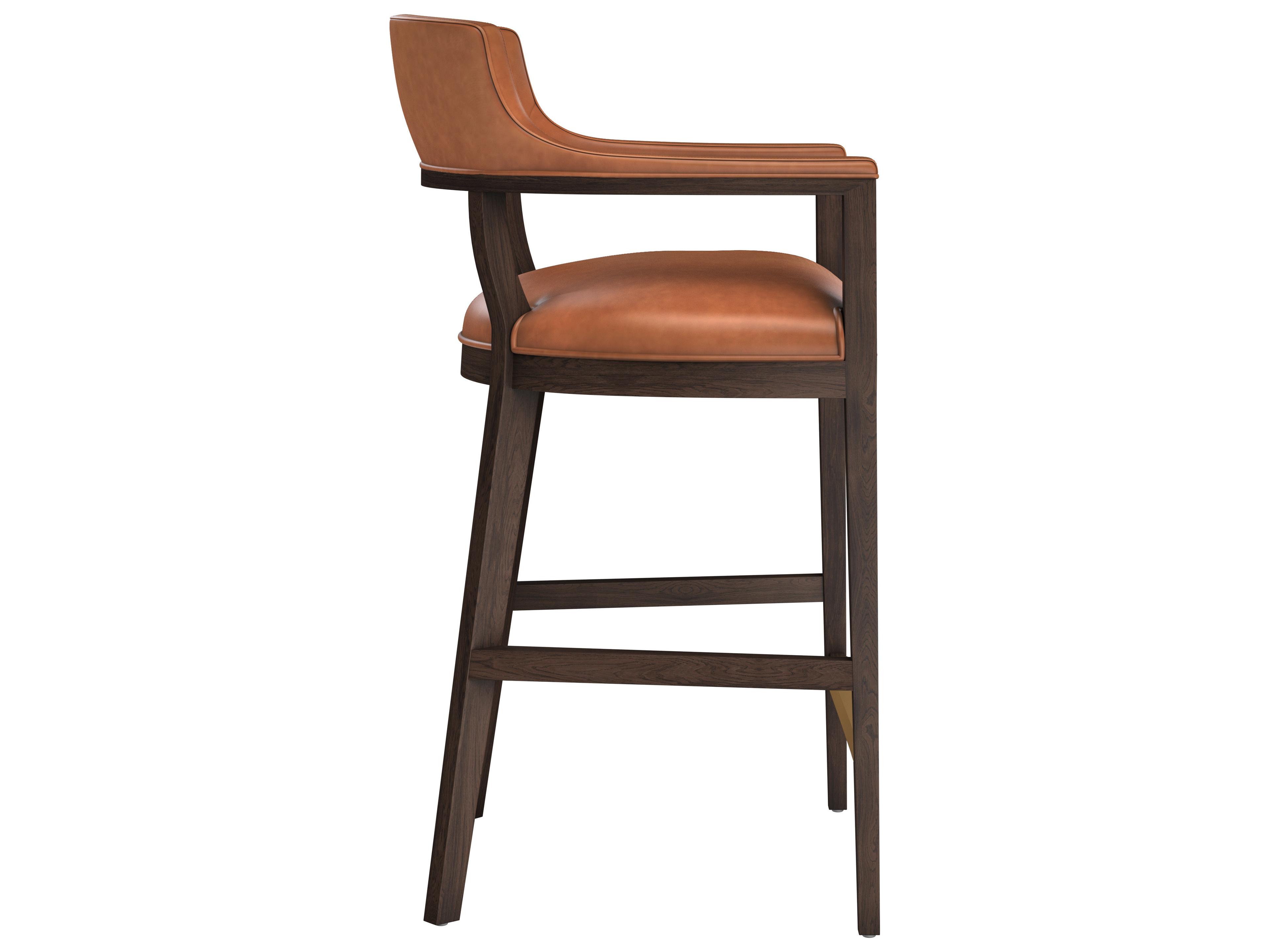 Sunpan Brylea Brown Shalimar Tobacco Leather Oak Wood Bar Stool
