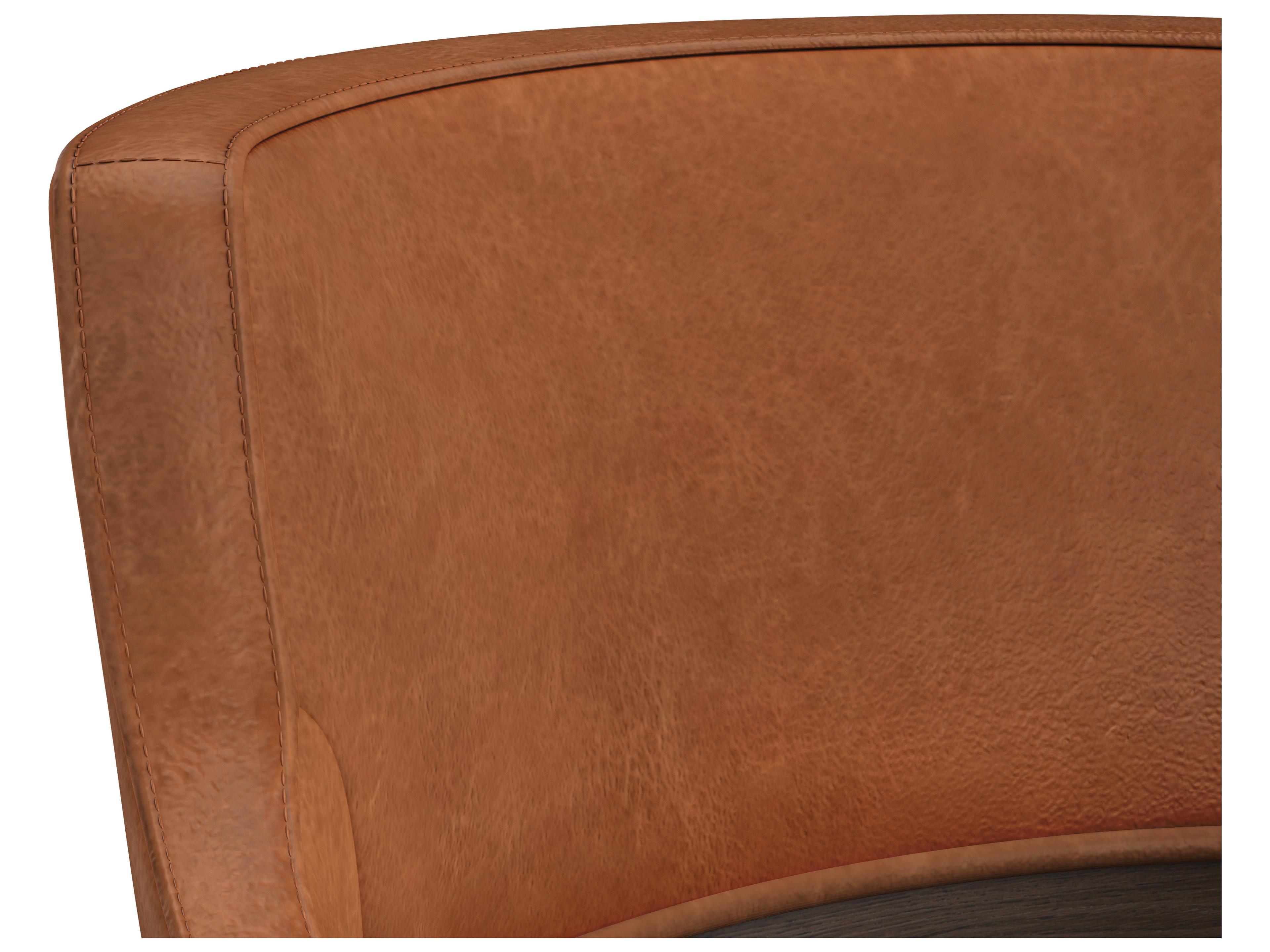 Sunpan Brylea Brown Shalimar Tobacco Leather Oak Wood Bar Stool