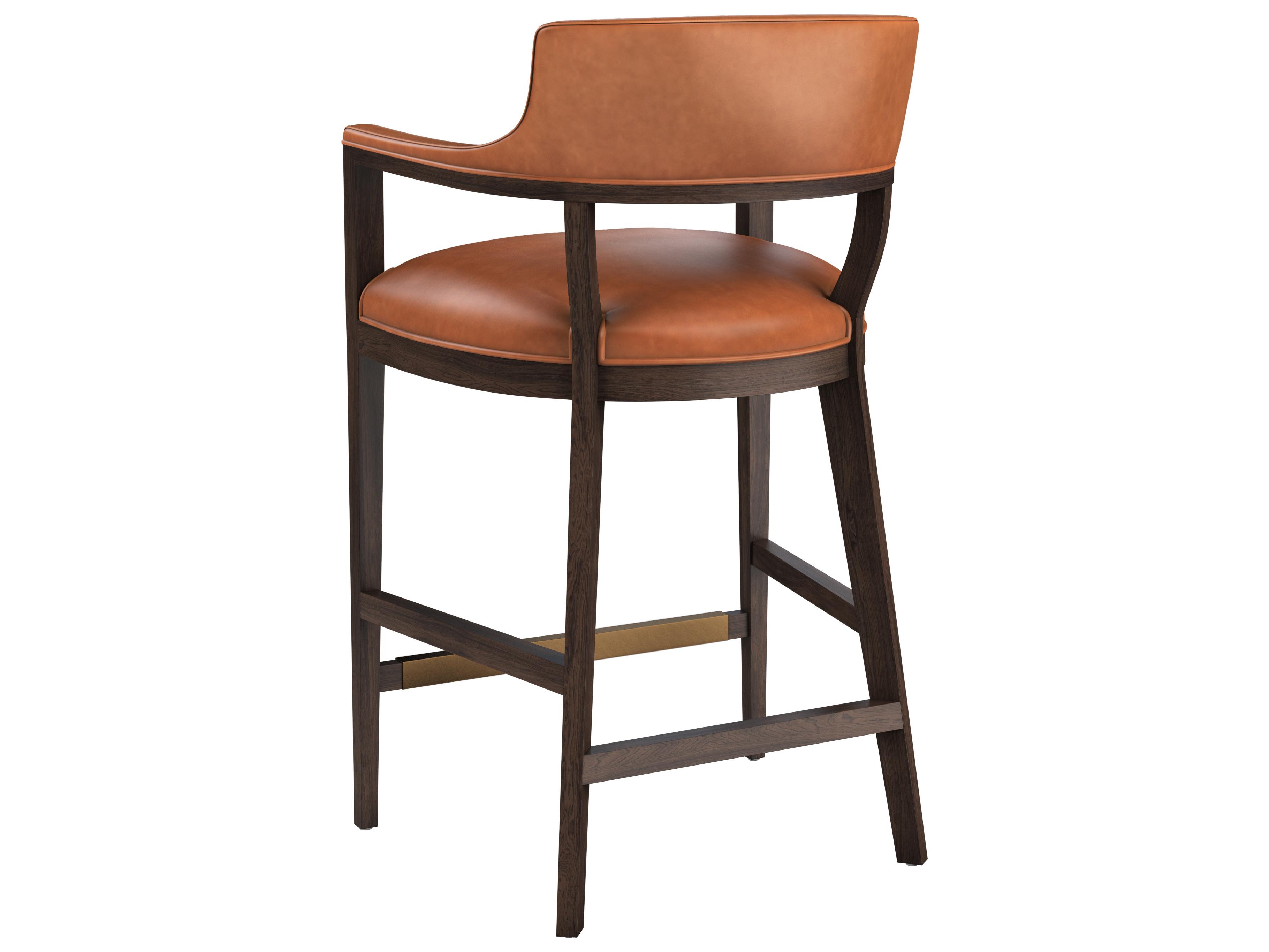 Sunpan Brylea Brown Shalimar Tobacco Leather Oak Wood Bar Stool