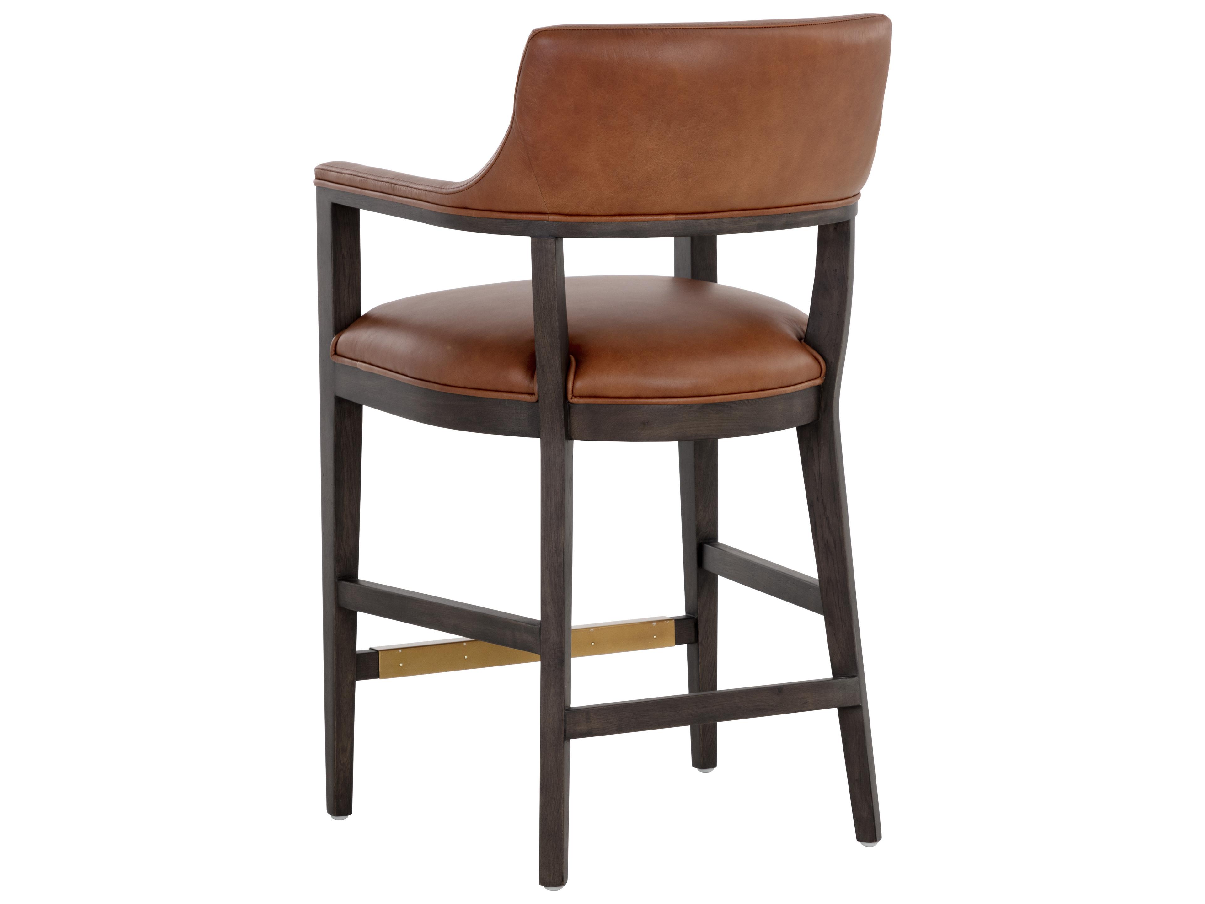 Sunpan Westport Brown Leather Counter Stool