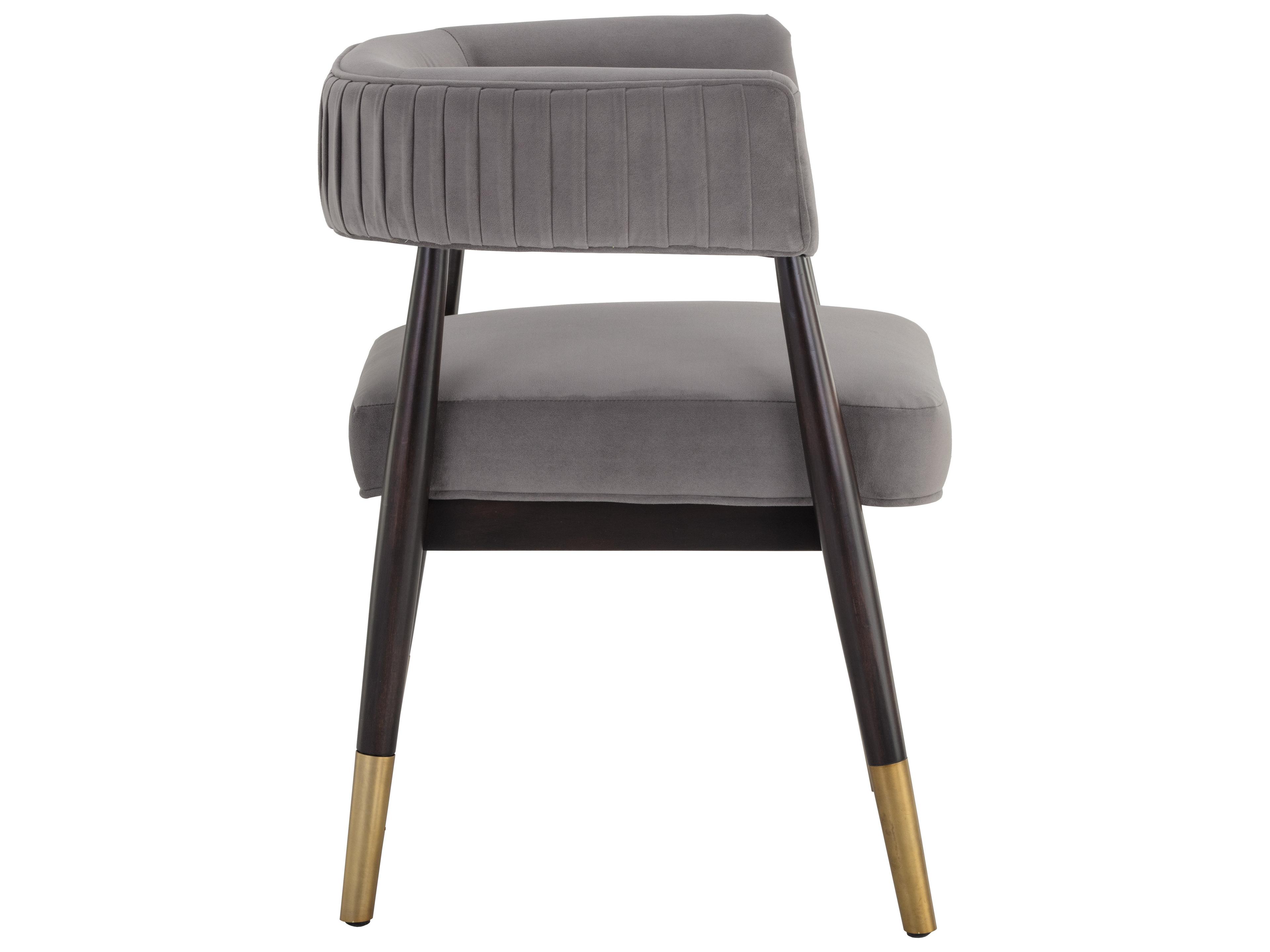 Sunpan Westport Birch Wood Gray Upholstered Arm Dining Chair