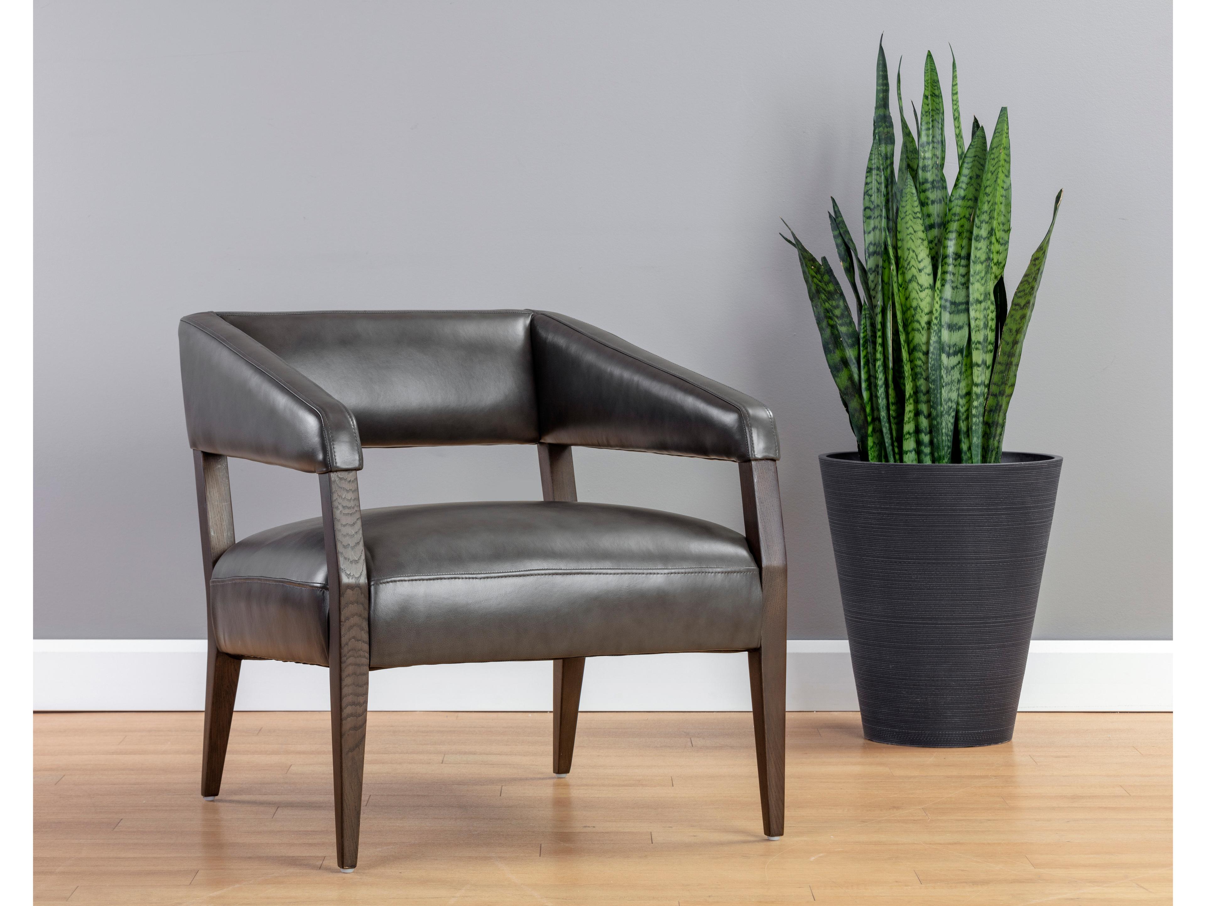 Sunpan Carlyle Brentwood Charcoal Leather Accent Chair