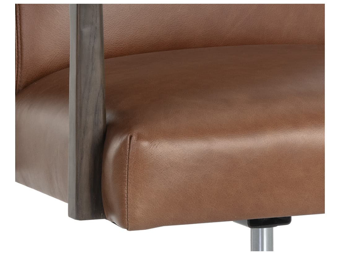 Sunpan Westport Brown Leather Adjustable Computer Office Chair