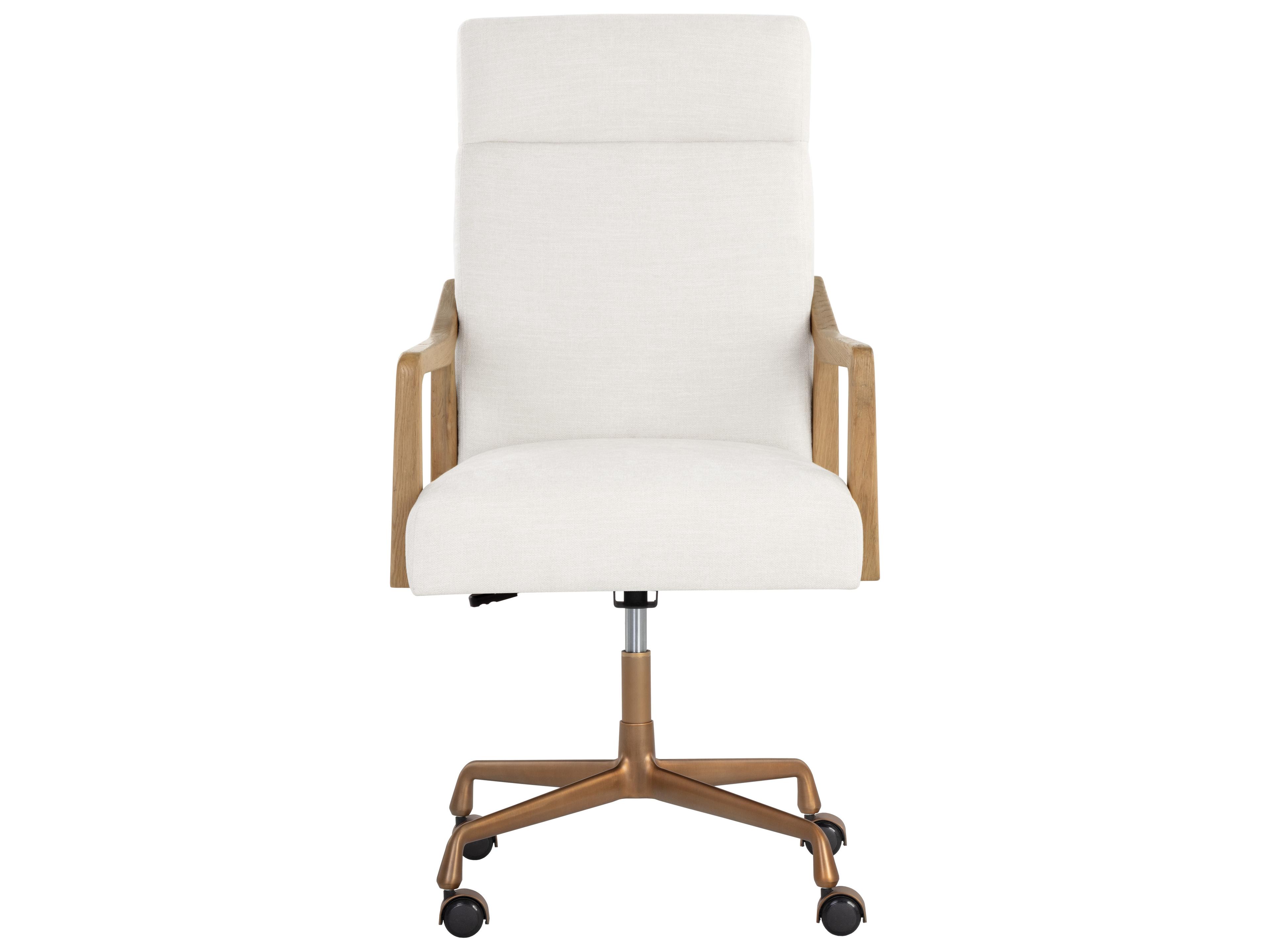 Sunpan Collin Beige Upholstered Adjustable Swivel Executive Desk Chair