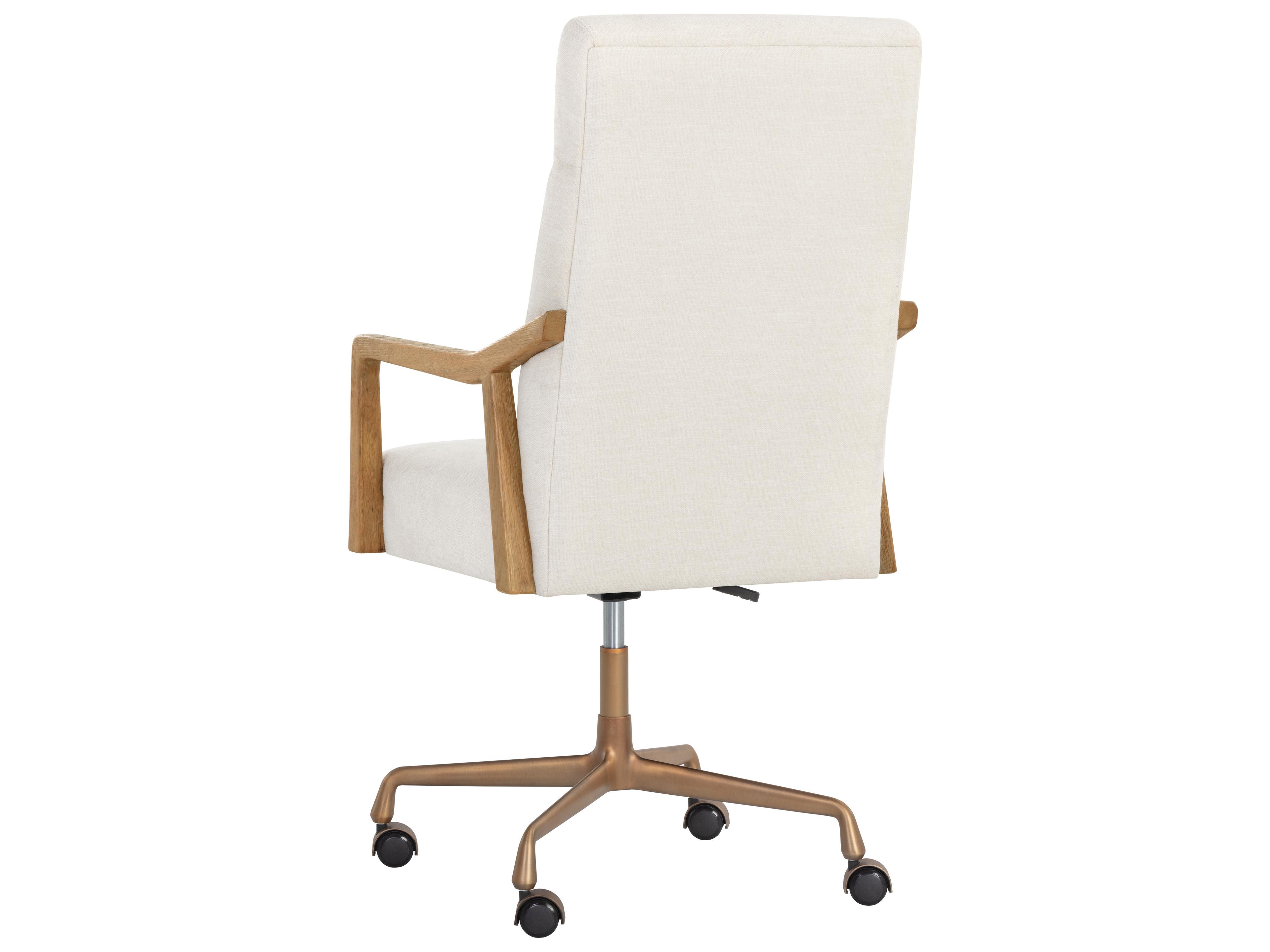Sunpan Collin Beige Upholstered Adjustable Swivel Executive Desk Chair