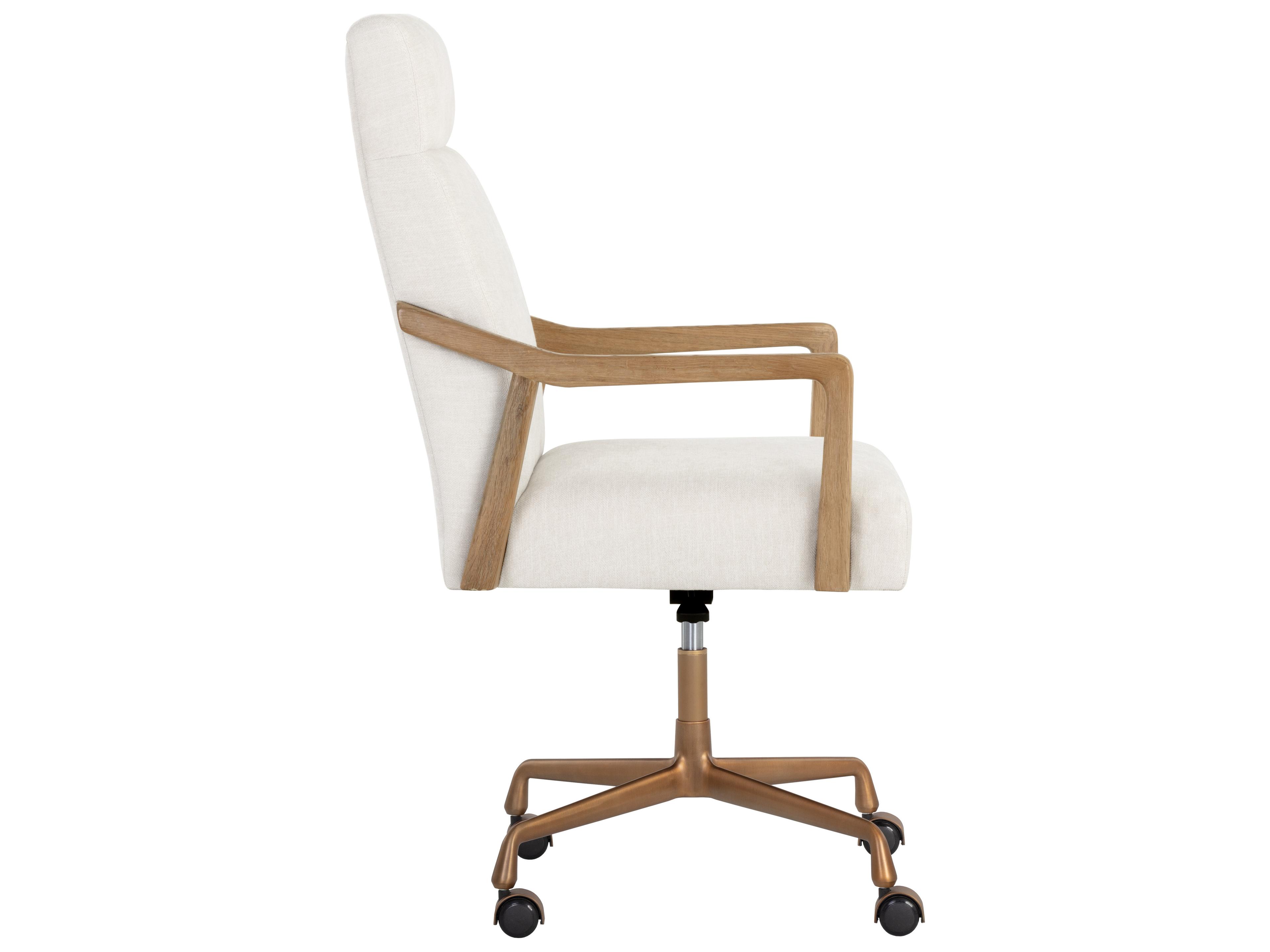 Sunpan Collin Beige Upholstered Adjustable Swivel Executive Desk Chair