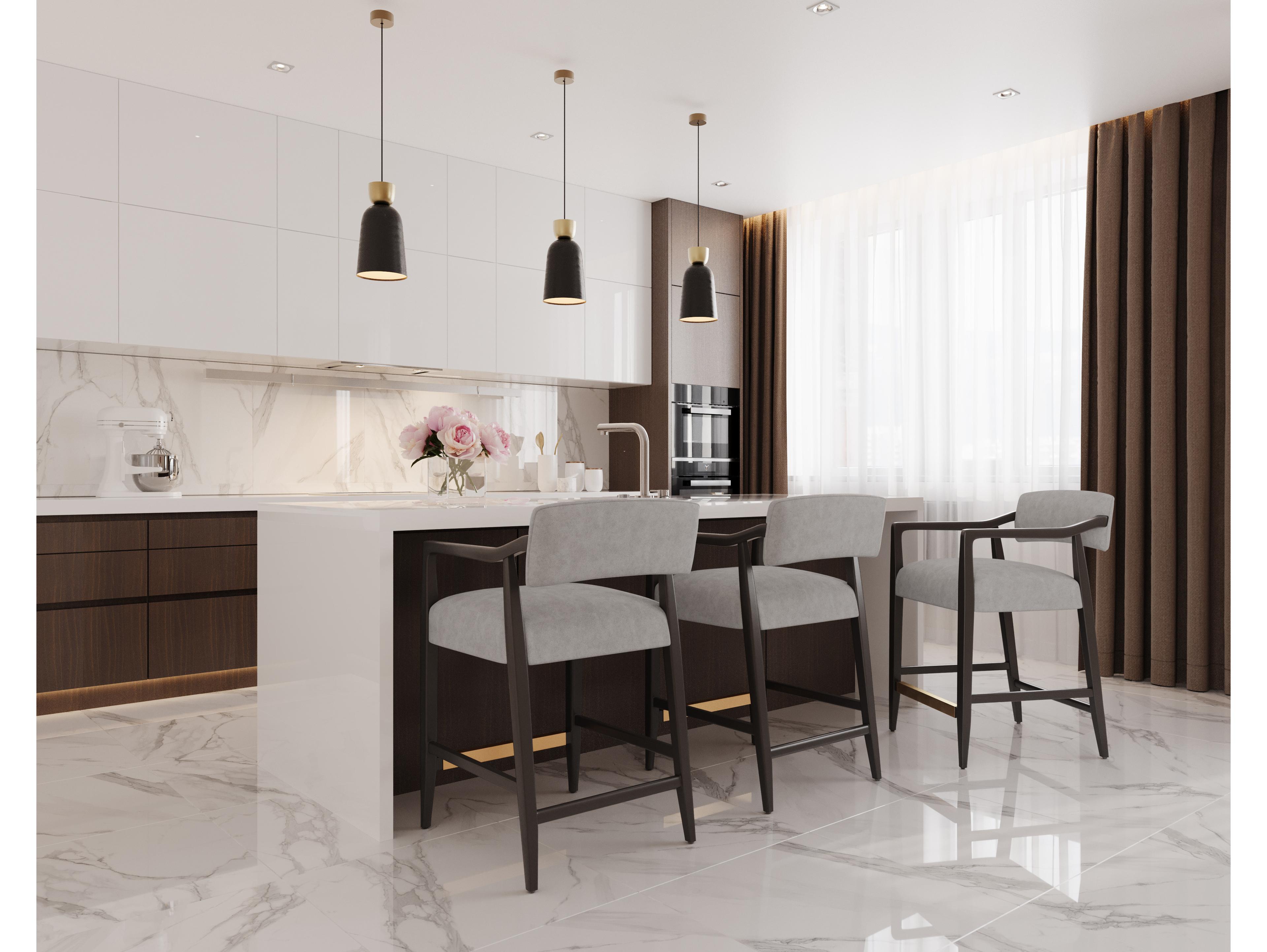 Sunpan Keagan Grey Leather Oak Wood Counter Stool