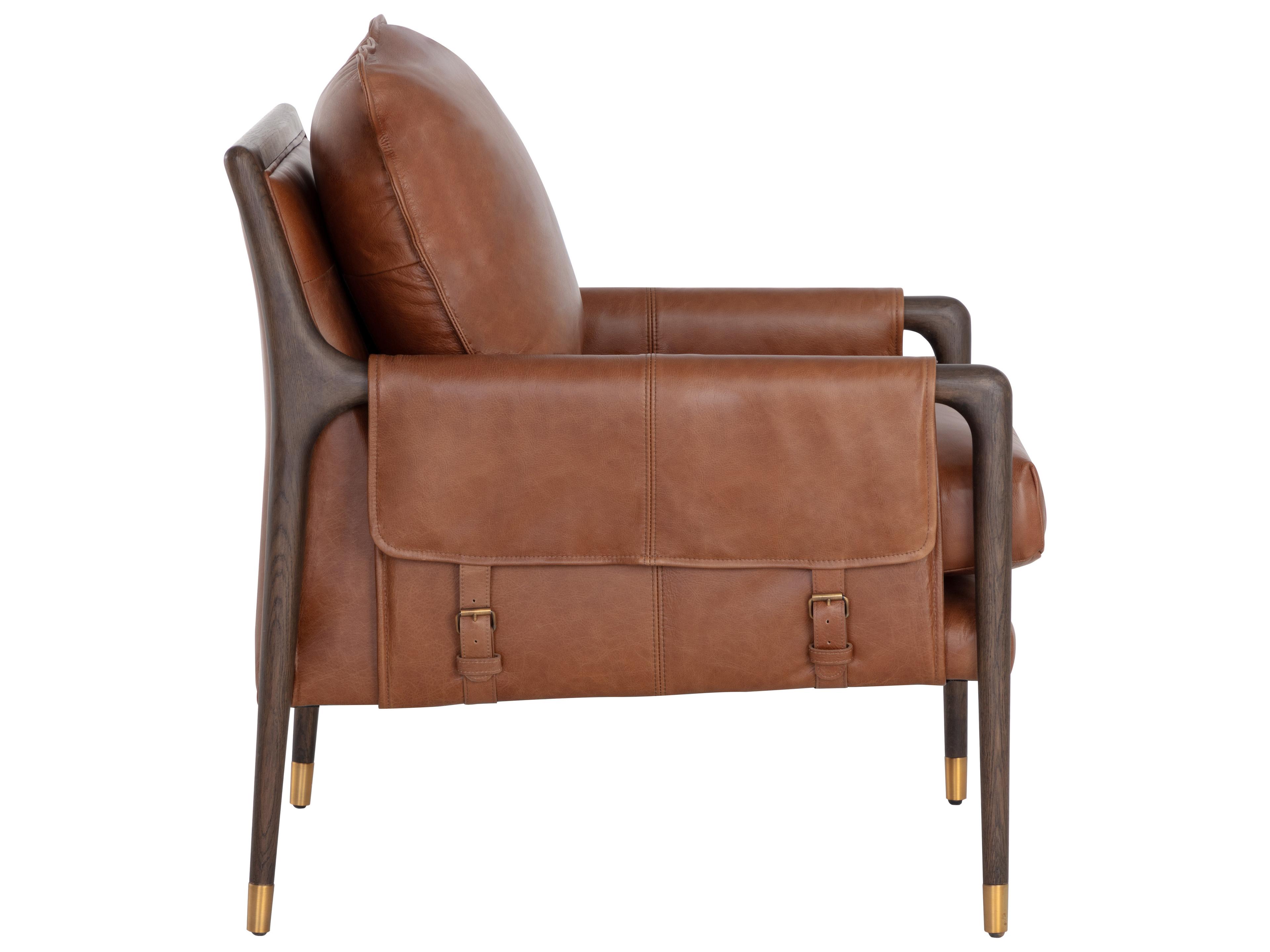 Sunpan Mauti Brown Leather Accent Chair