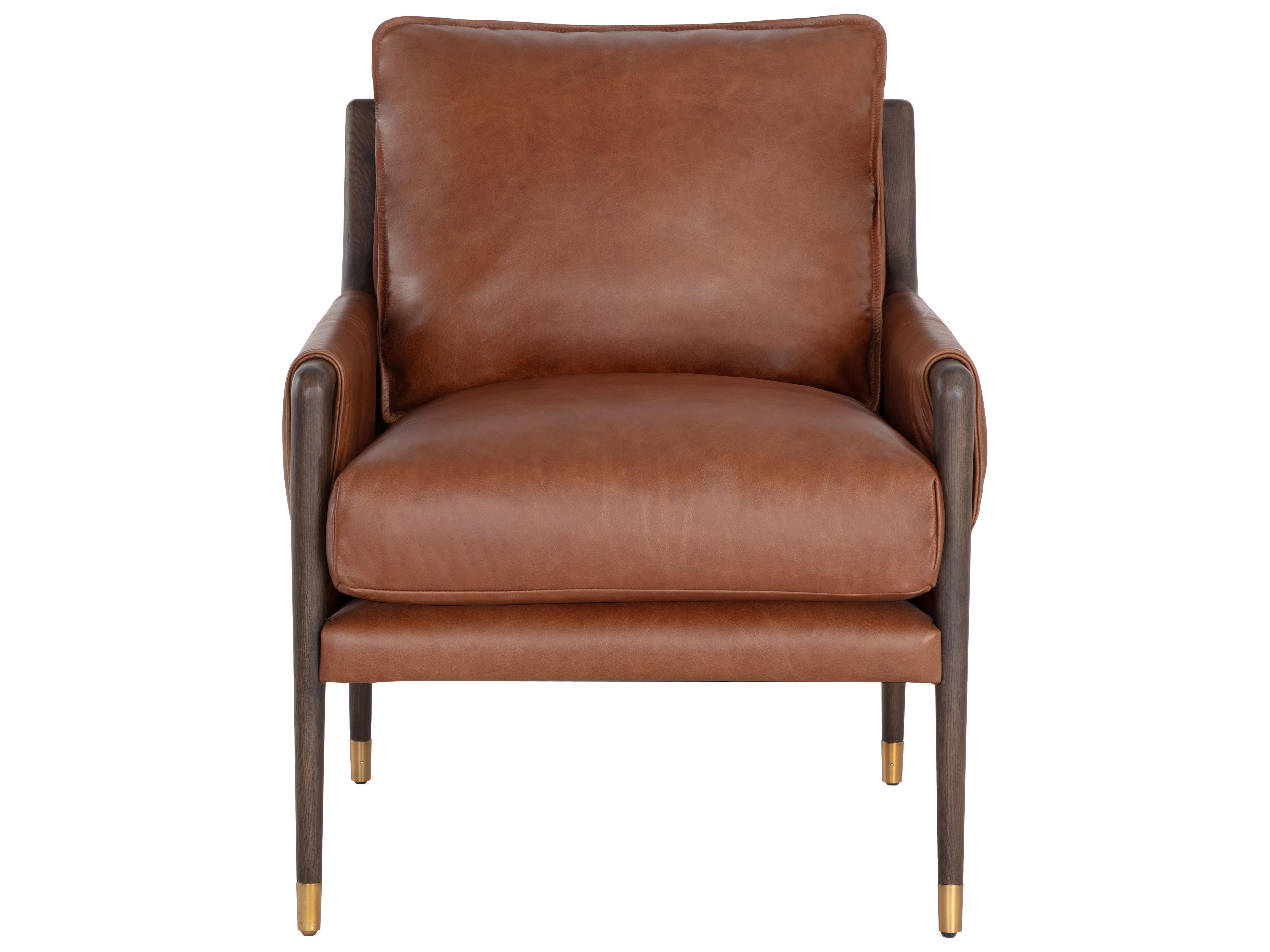 Sunpan Mauti Brown Leather Accent Chair