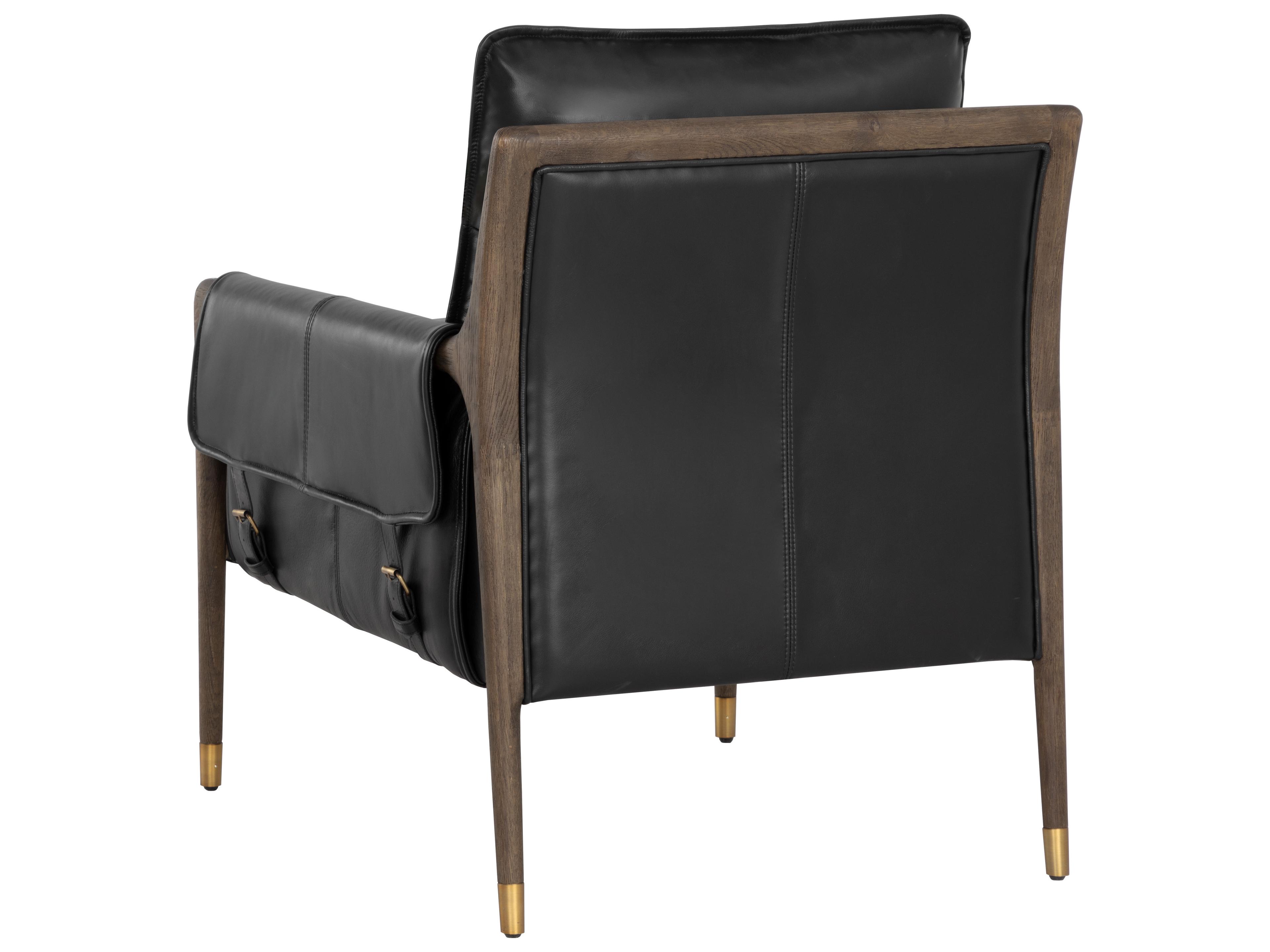 Sunpan Mauti Black Leather Accent Chair