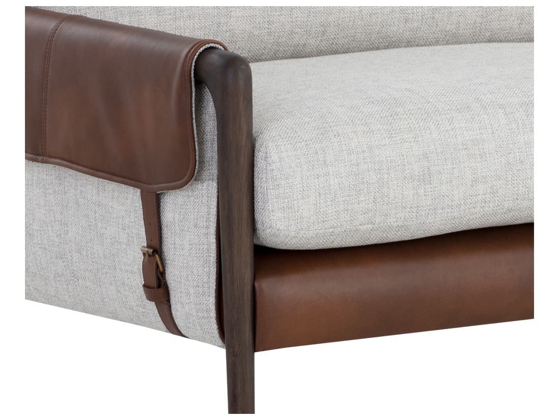 Sunpan Mauti Brown Vault Fog Bravo Cognac Upholstered Sofa