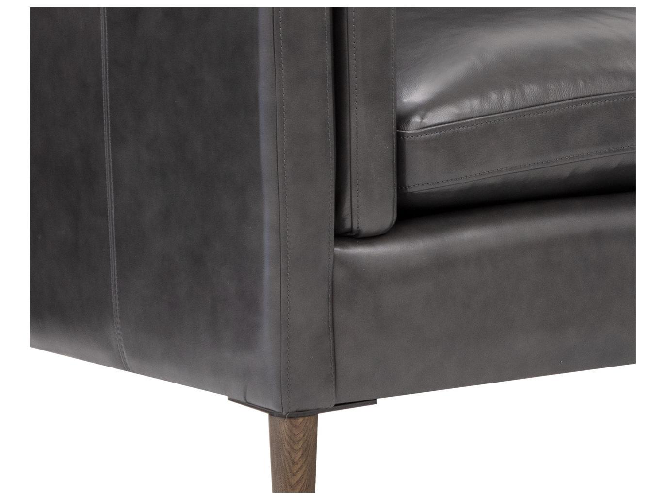 Sunpan Richmond Brentwood Charcoal Leather Black Upholstered Sofa