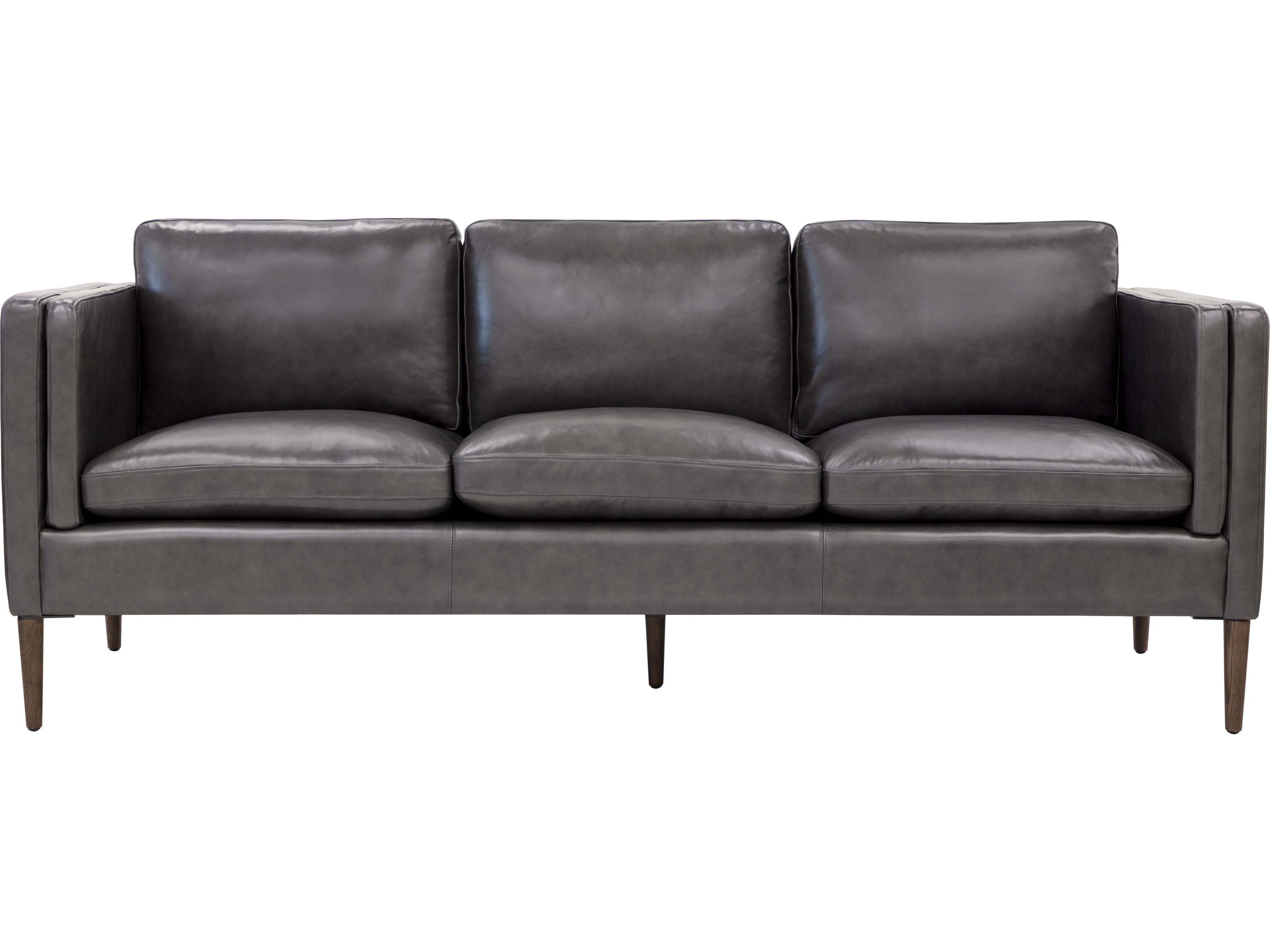 Sunpan Richmond Brentwood Charcoal Leather Black Upholstered Sofa