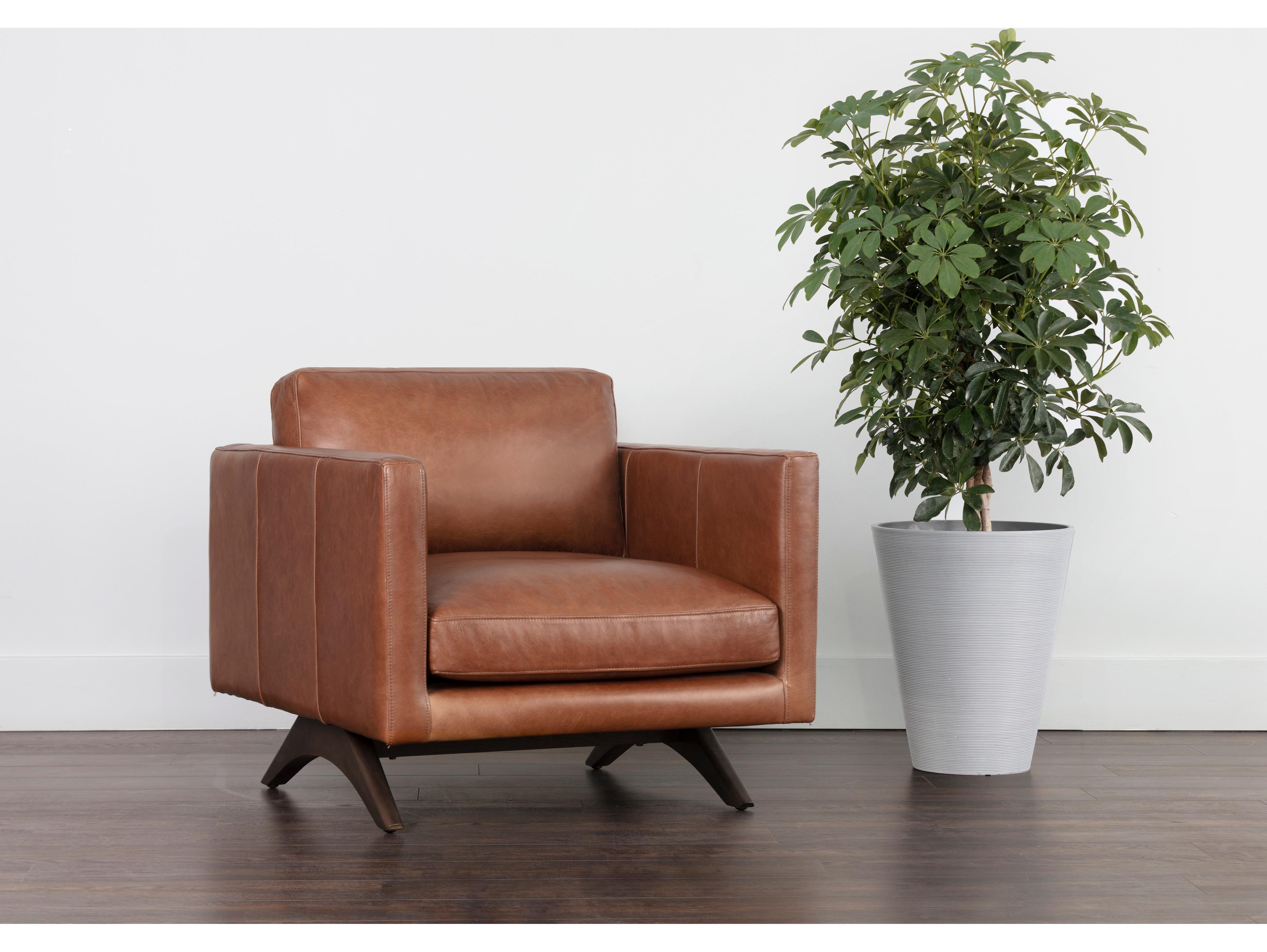 Sunpan Rogers Brown Leather Accent Chair