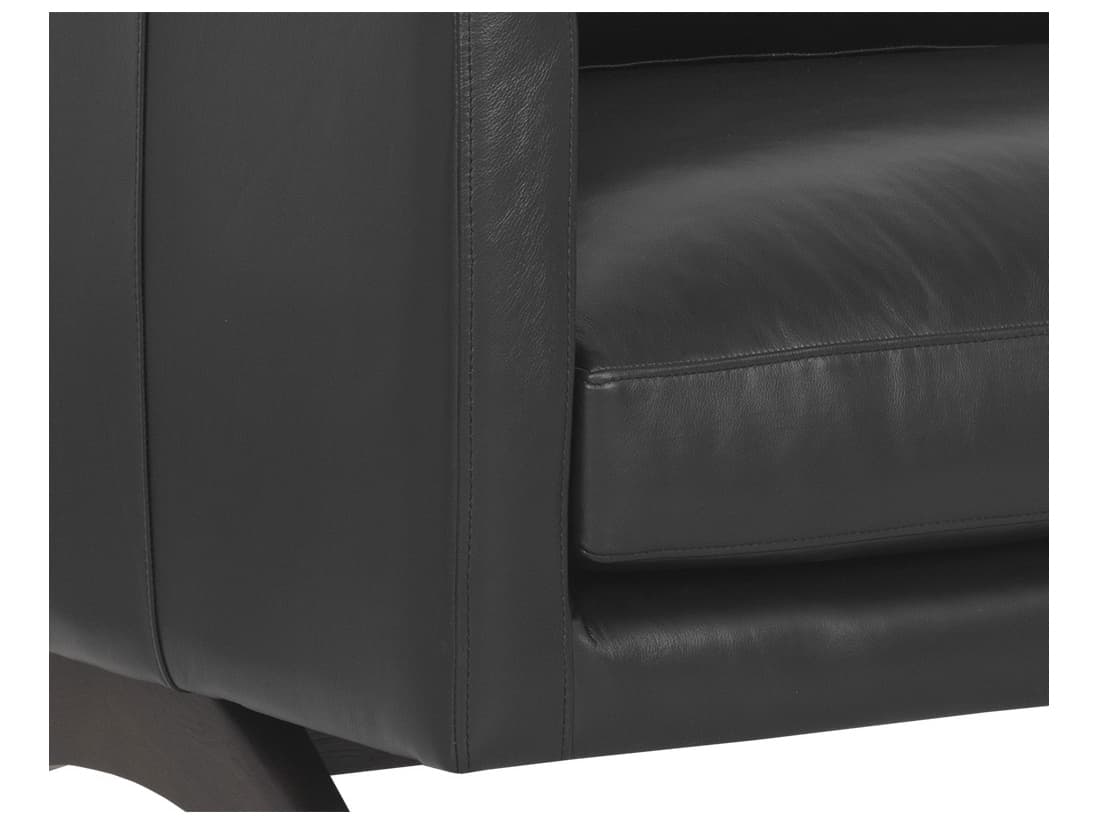 Sunpan Rogers Black Leather Sofa