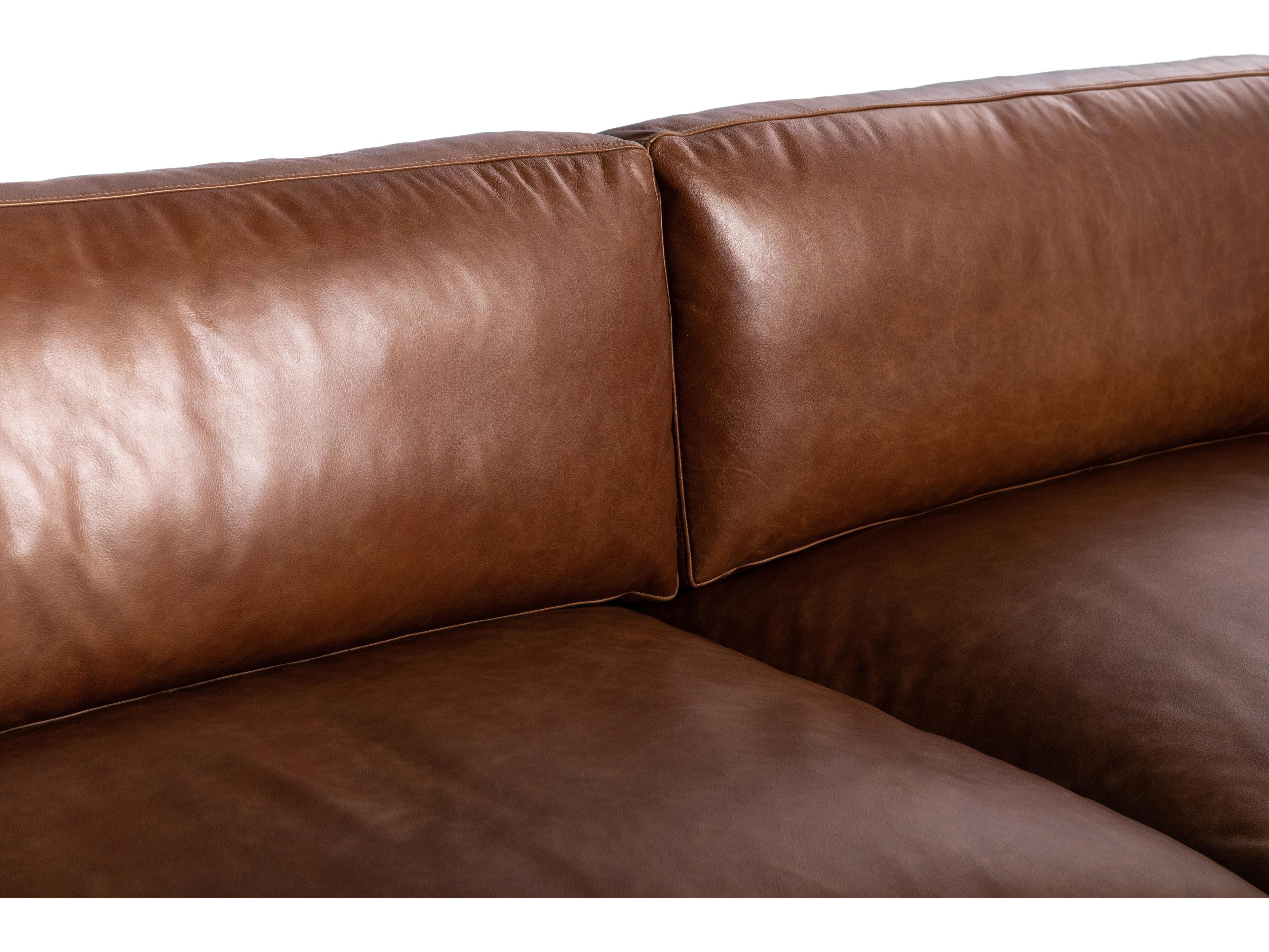 Sunpan Rogers Shalimar Tobacco Leather Brown Upholstered Sofa