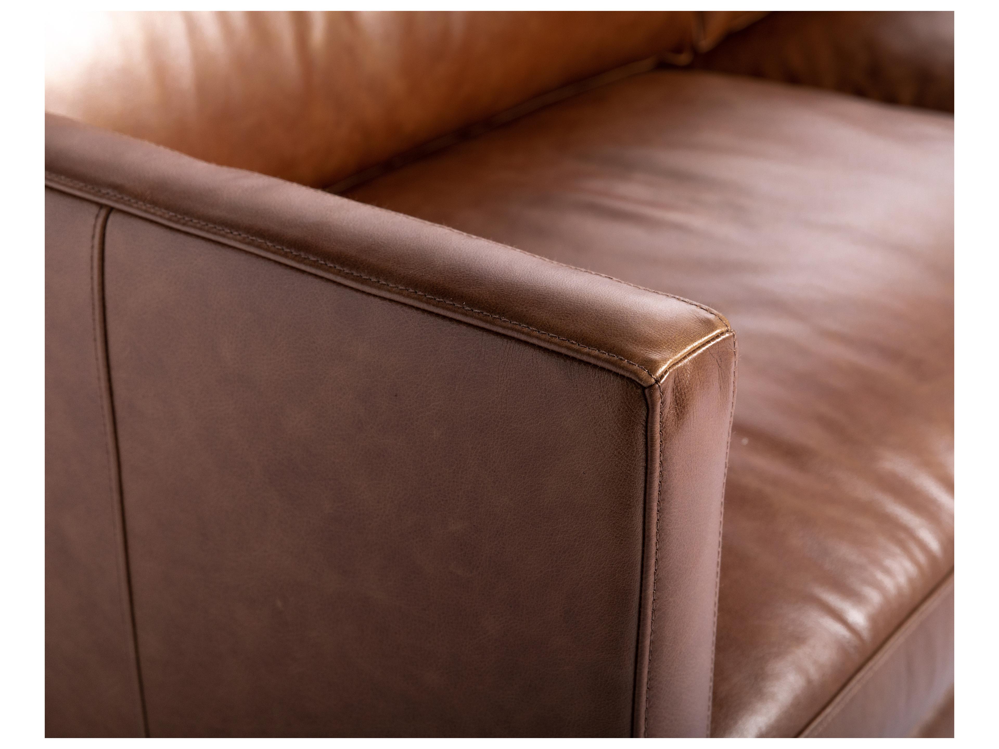 Sunpan Rogers Shalimar Tobacco Leather Brown Upholstered Sofa