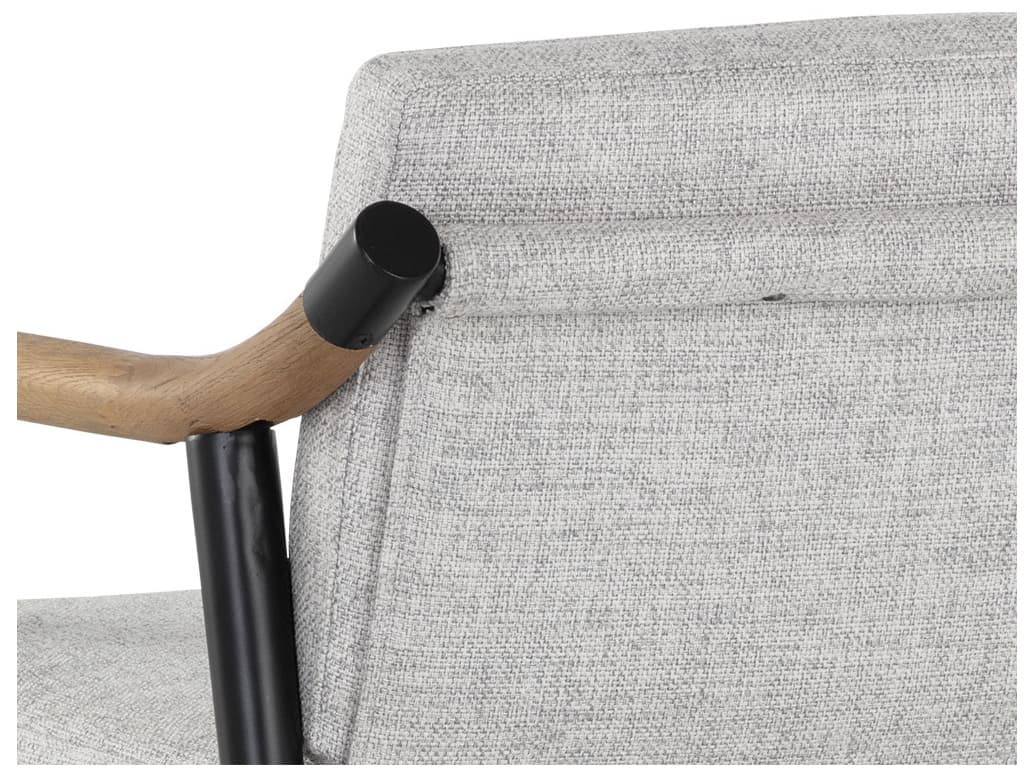 Sunpan Meadow Oak Wood Black Upholstered Arm Dining Chair