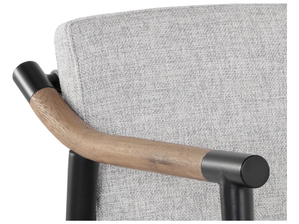 Sunpan Meadow Oak Wood Black Upholstered Arm Dining Chair