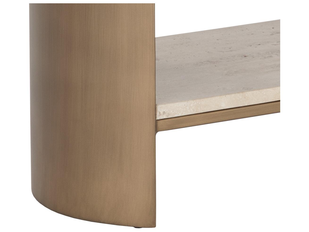 Sunpan Roshni Oval Marble Natural Antique Gold End Table