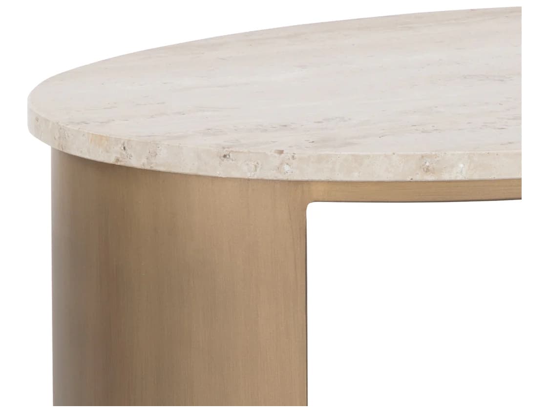 Sunpan Roshni Oval Marble Natural Antique Gold End Table