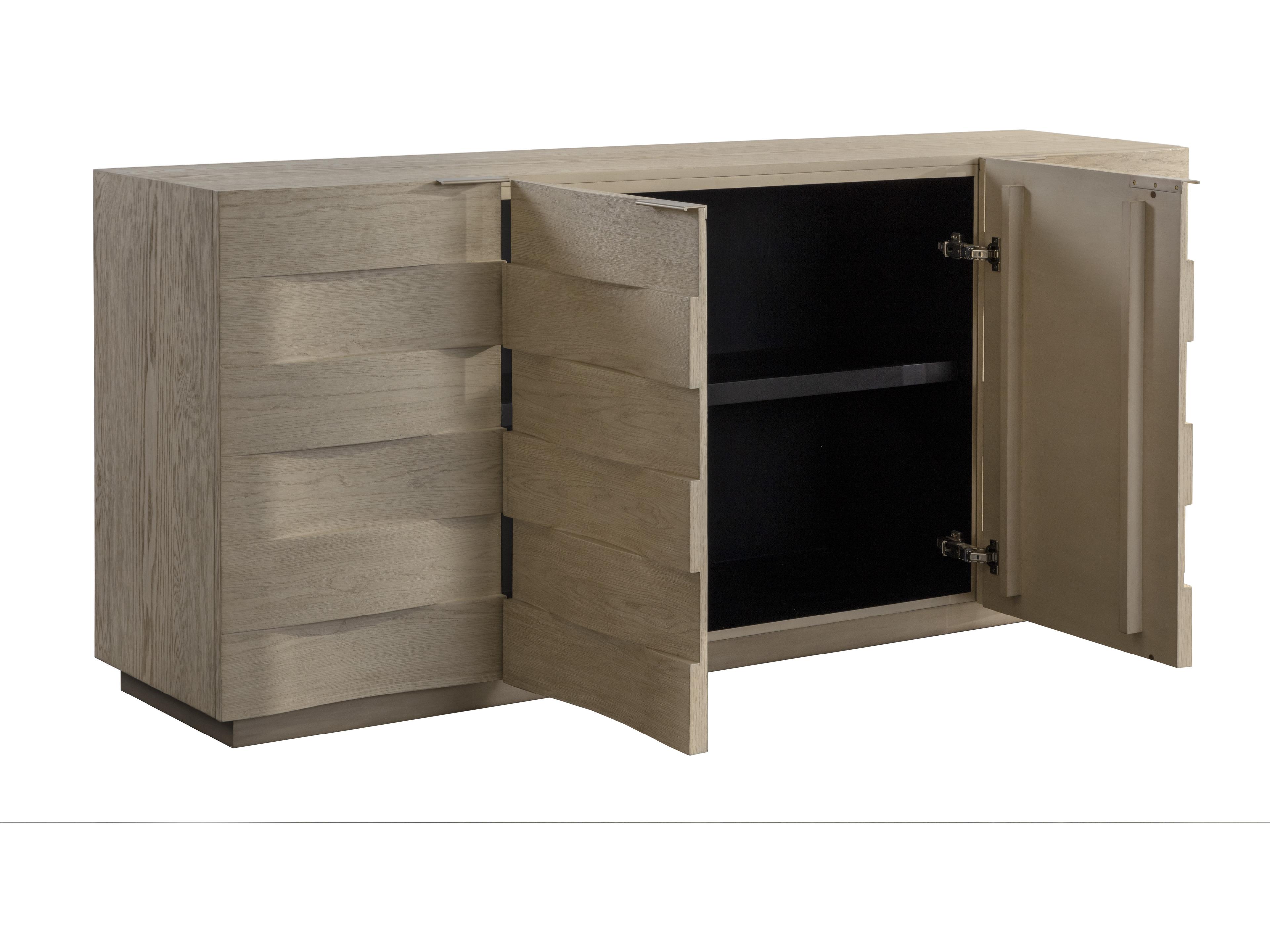 Sunpan Hoyos 75" Oak Wood Light Wash Warm Brass Sideboard