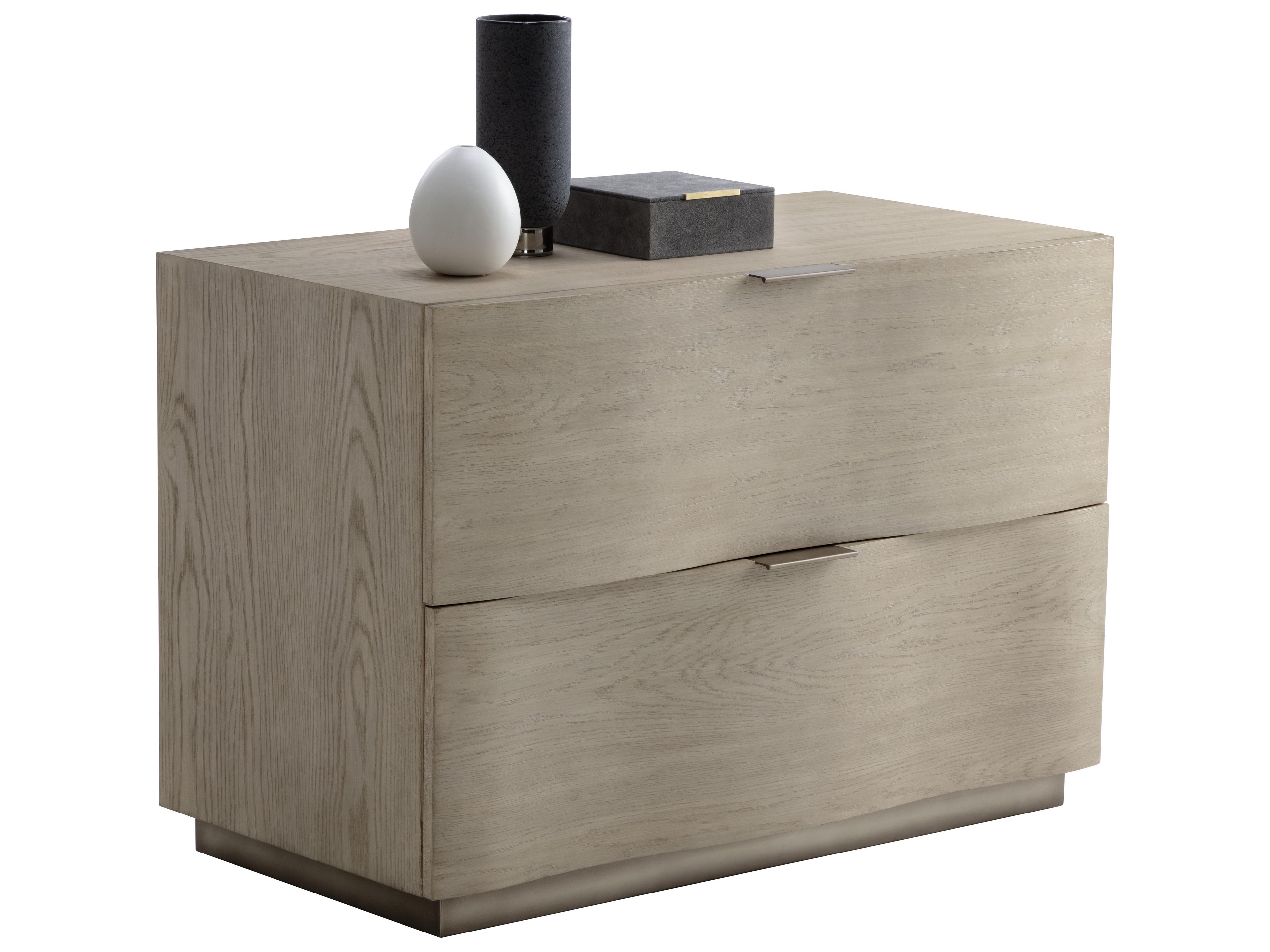 Sunpan Hoyos 2-Drawers Oak Wood Nightstand