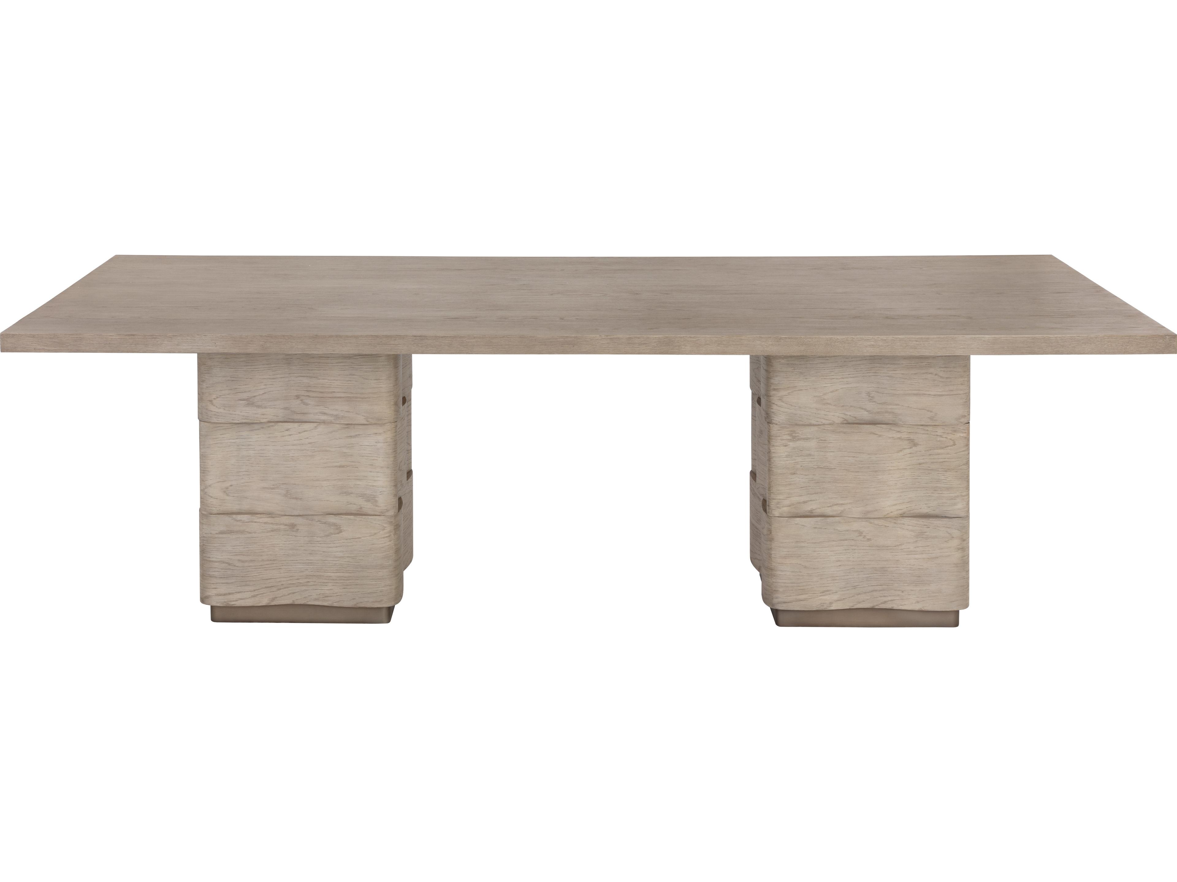 Sunpan Hoyos Rectangular Wood Light Wash Warm Brass Dining Table