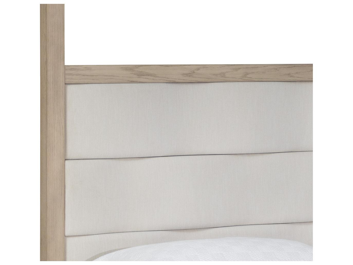 Sunpan Hoyos Topaz Beige Oak Wood King Four Poster Bed