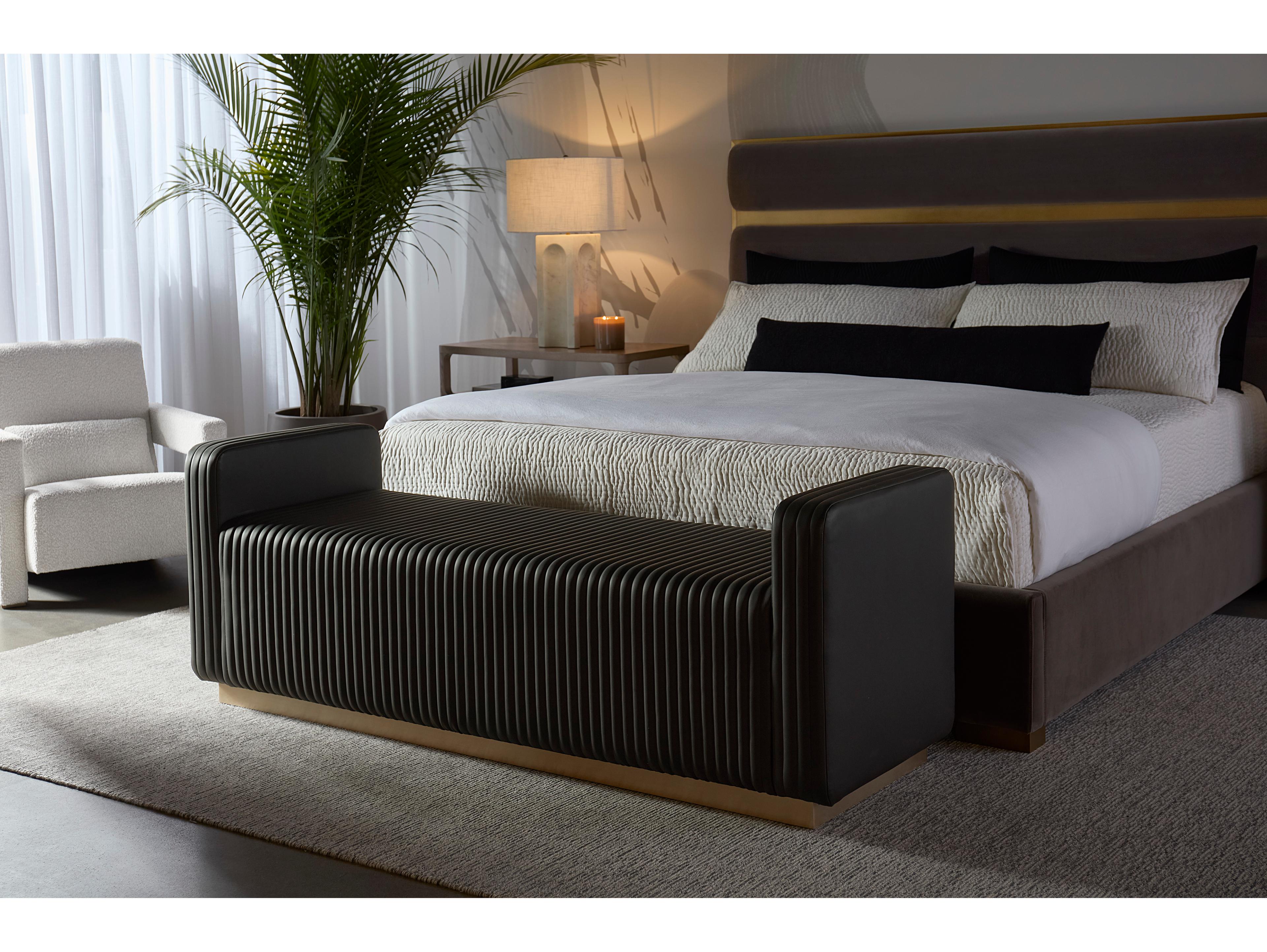 Sunpan Odette Maven Black Faux Leather Accent Bench