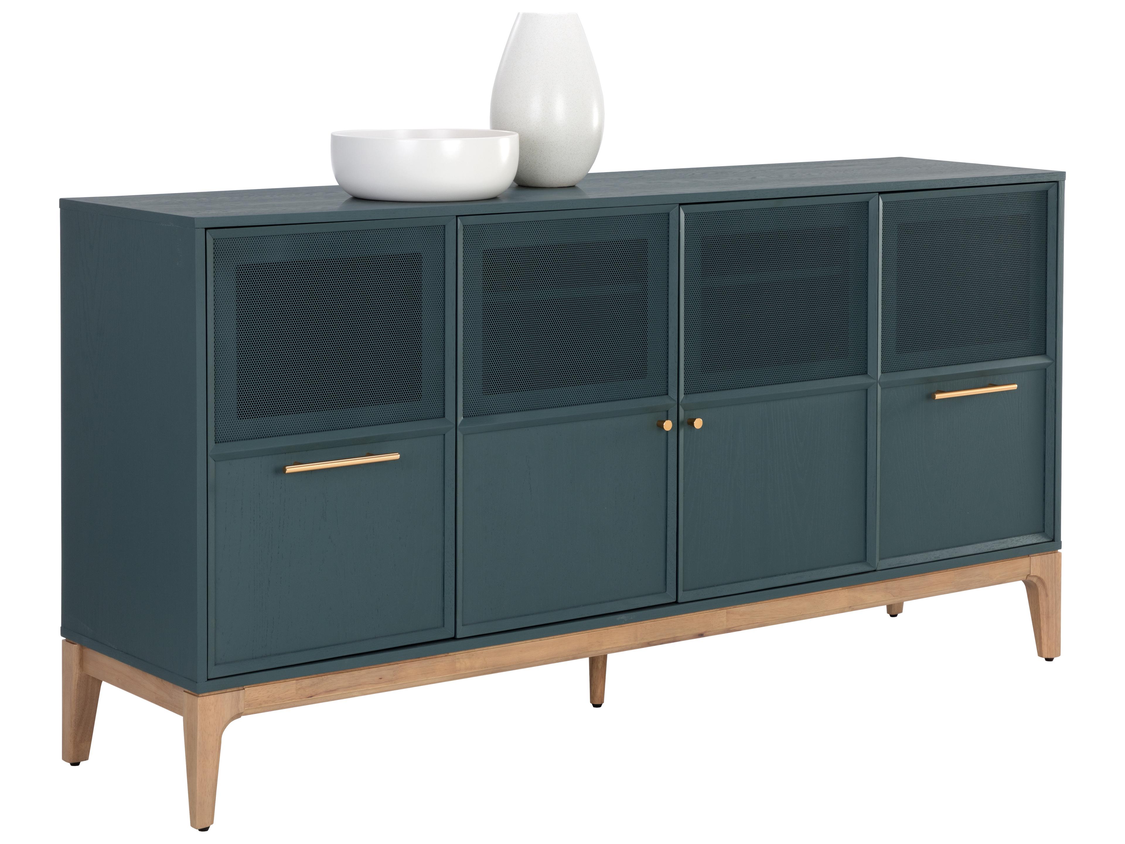 Sunpan Rivero 71" Oak Wood Teal Sideboard
