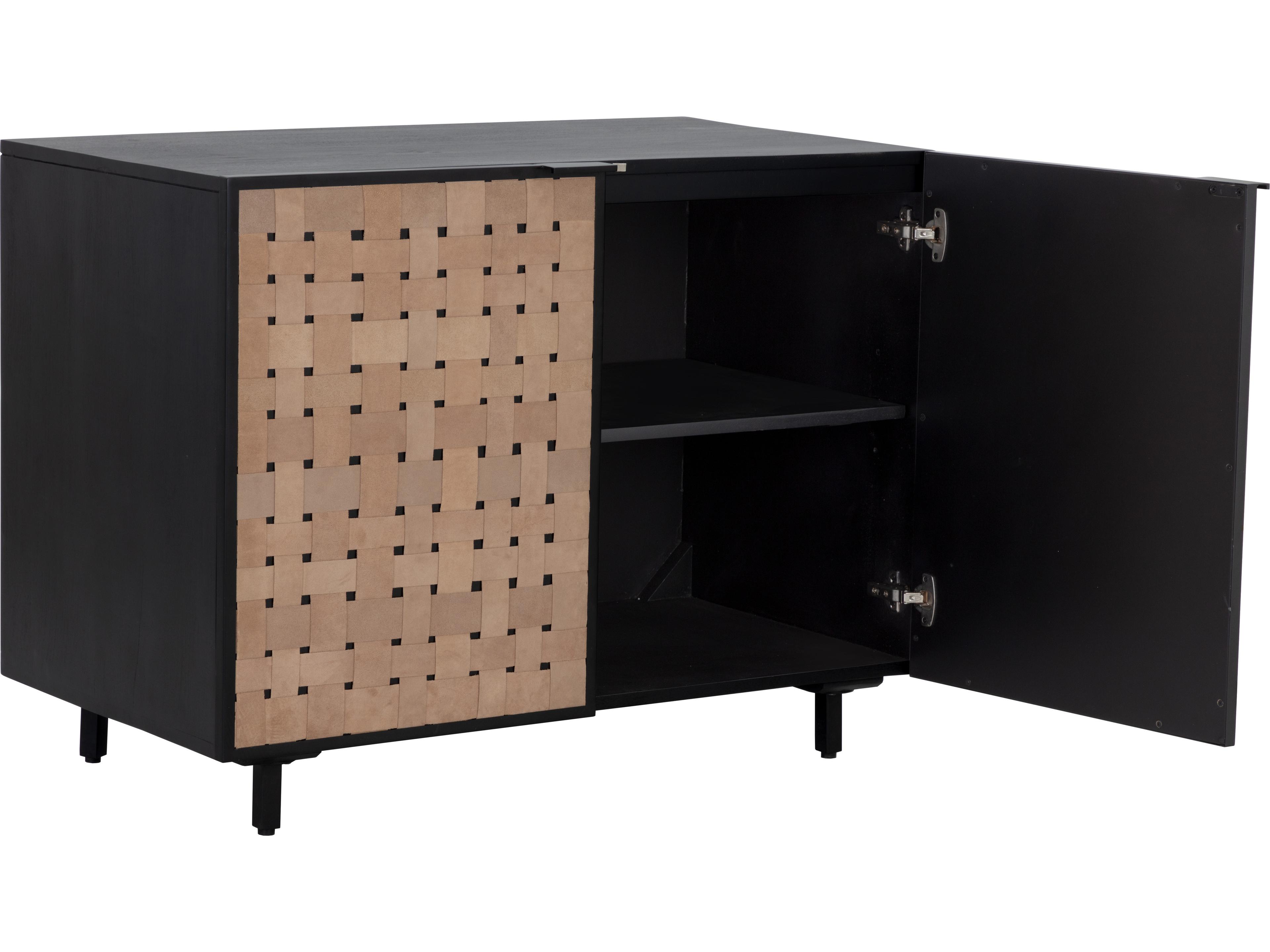 Sunpan Omari 40" Suede Light Tan Leather Sideboard