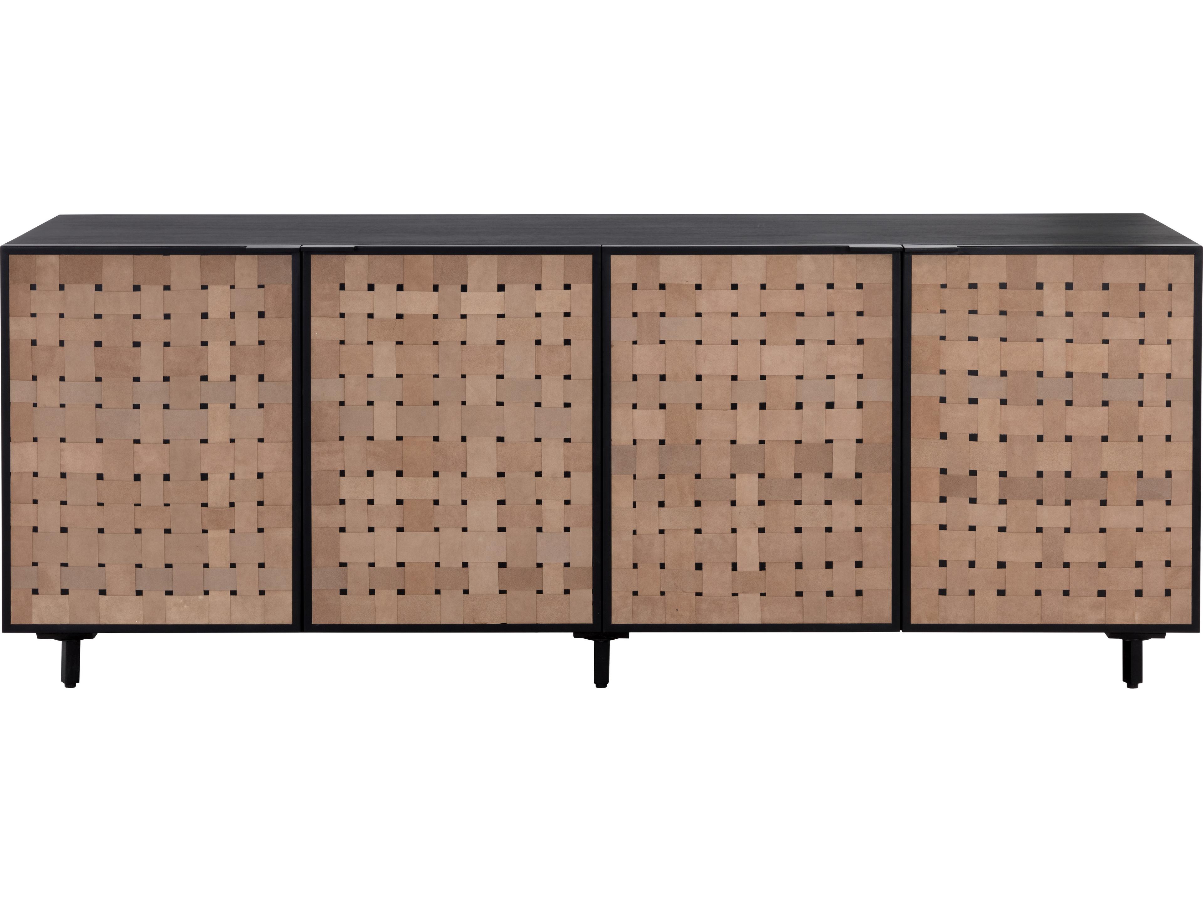 Sunpan Omari 80" Suede Light Tan Leather Sideboard