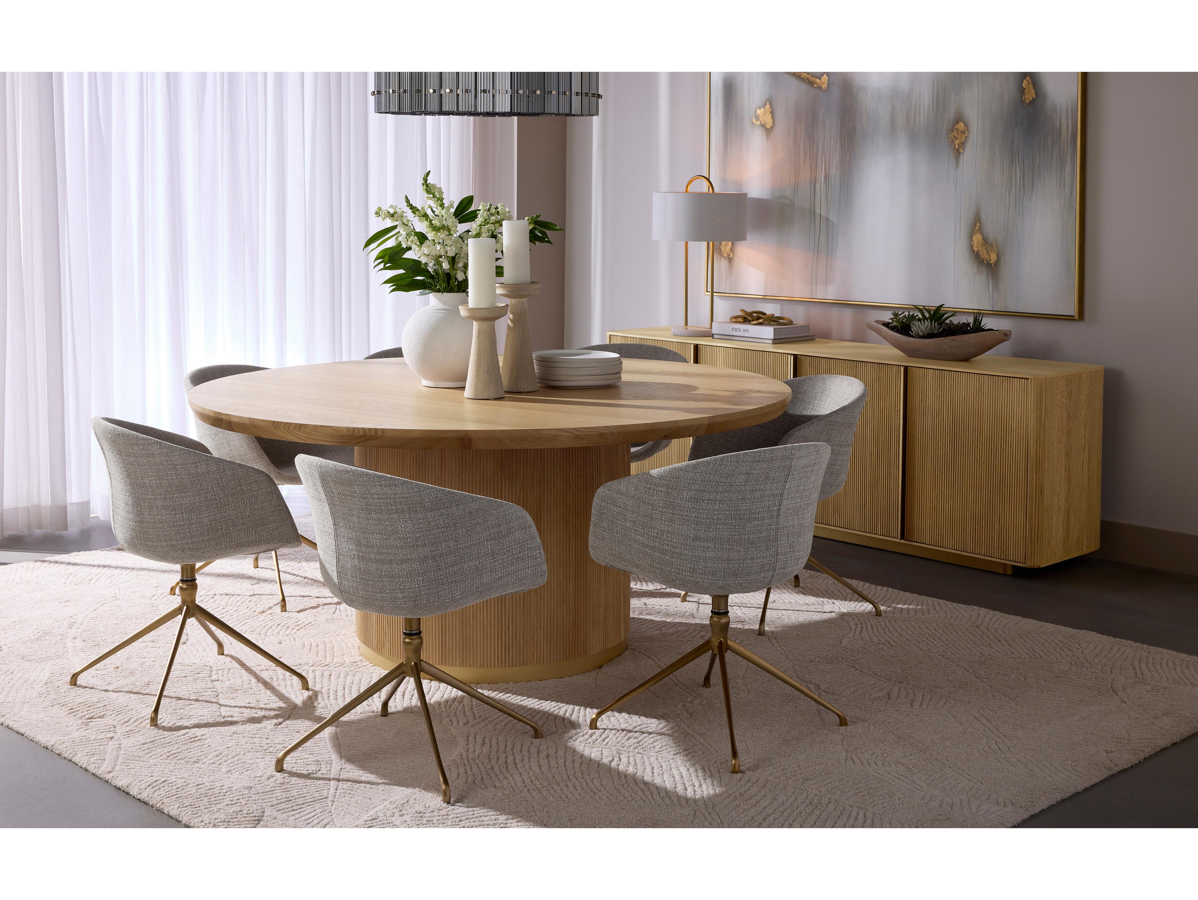 Sunpan Kalla Round Wood Rustic Oak Dining Table