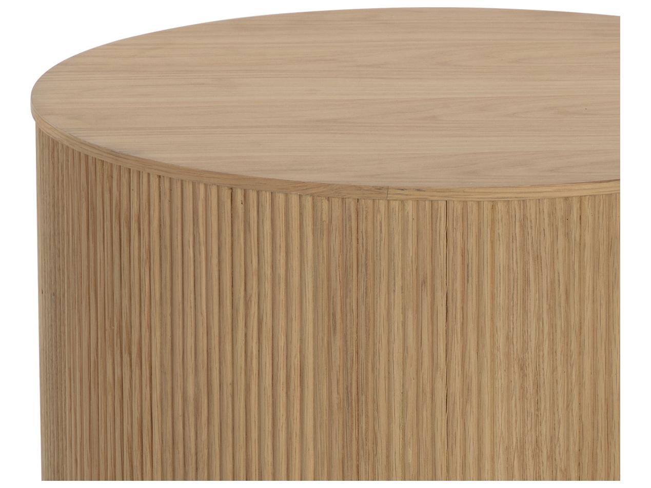 Sunpan Kalla Round Wood Rustic Oak End Table