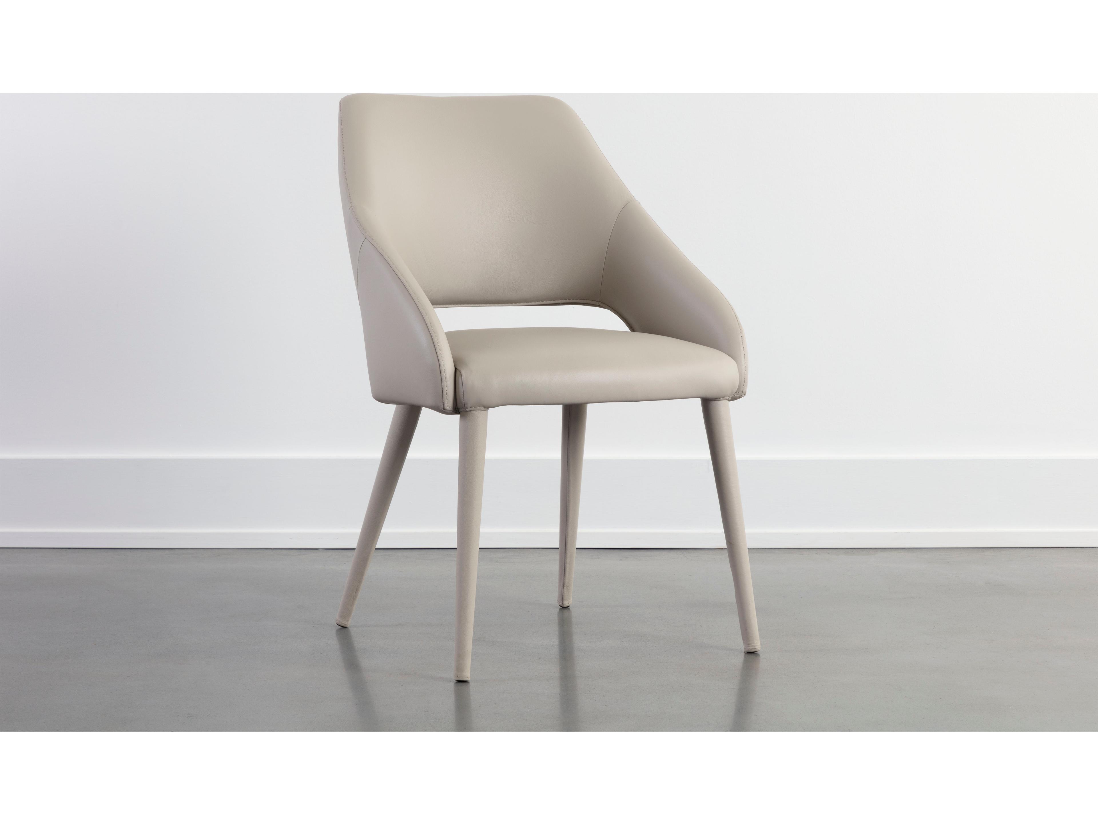 Sunpan Galen Gray Leather Side Dining Chair