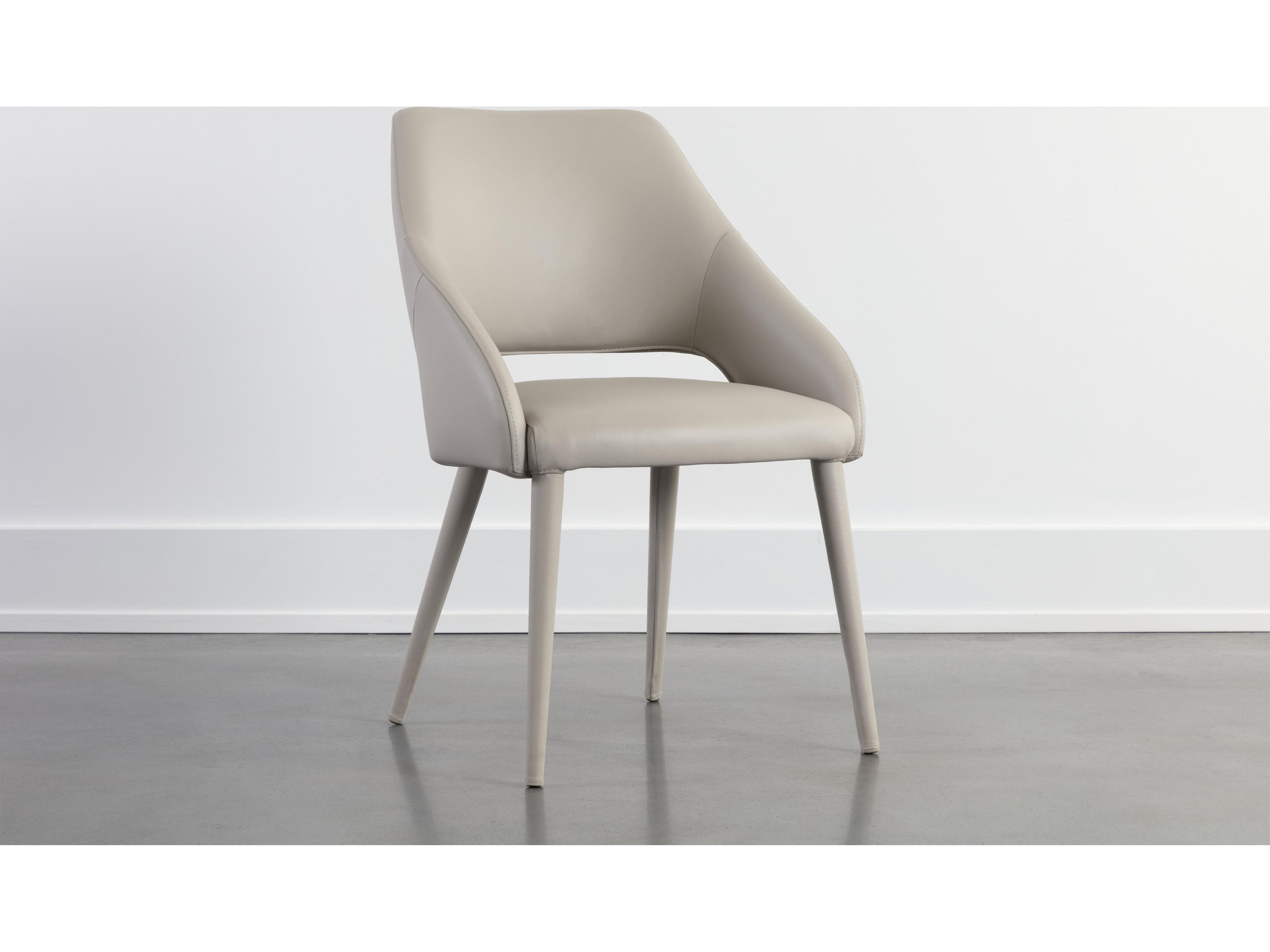 Sunpan Galen Gray Leather Side Dining Chair