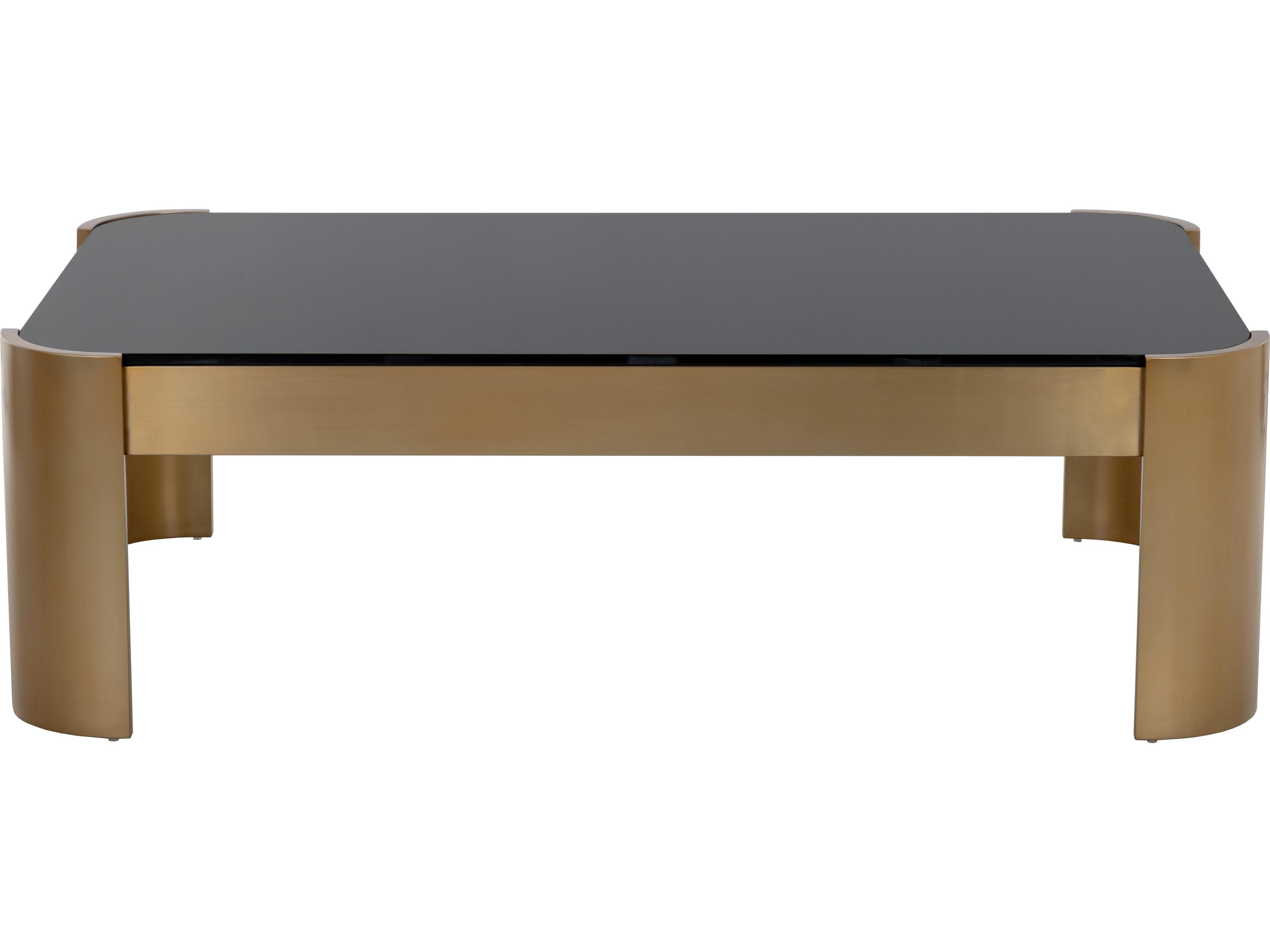 Sunpan Irvine Rectangular Glass Black Gold Coffee Table