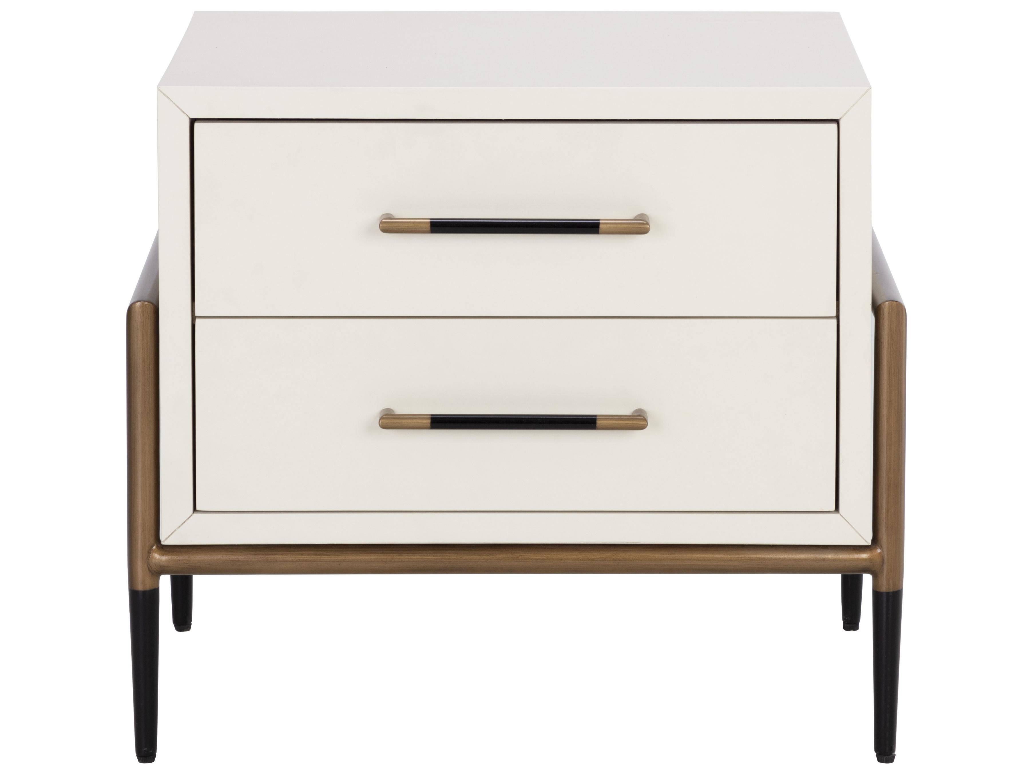 Sunpan Weldrick 2-Drawers White Acacia Wood Nightstand