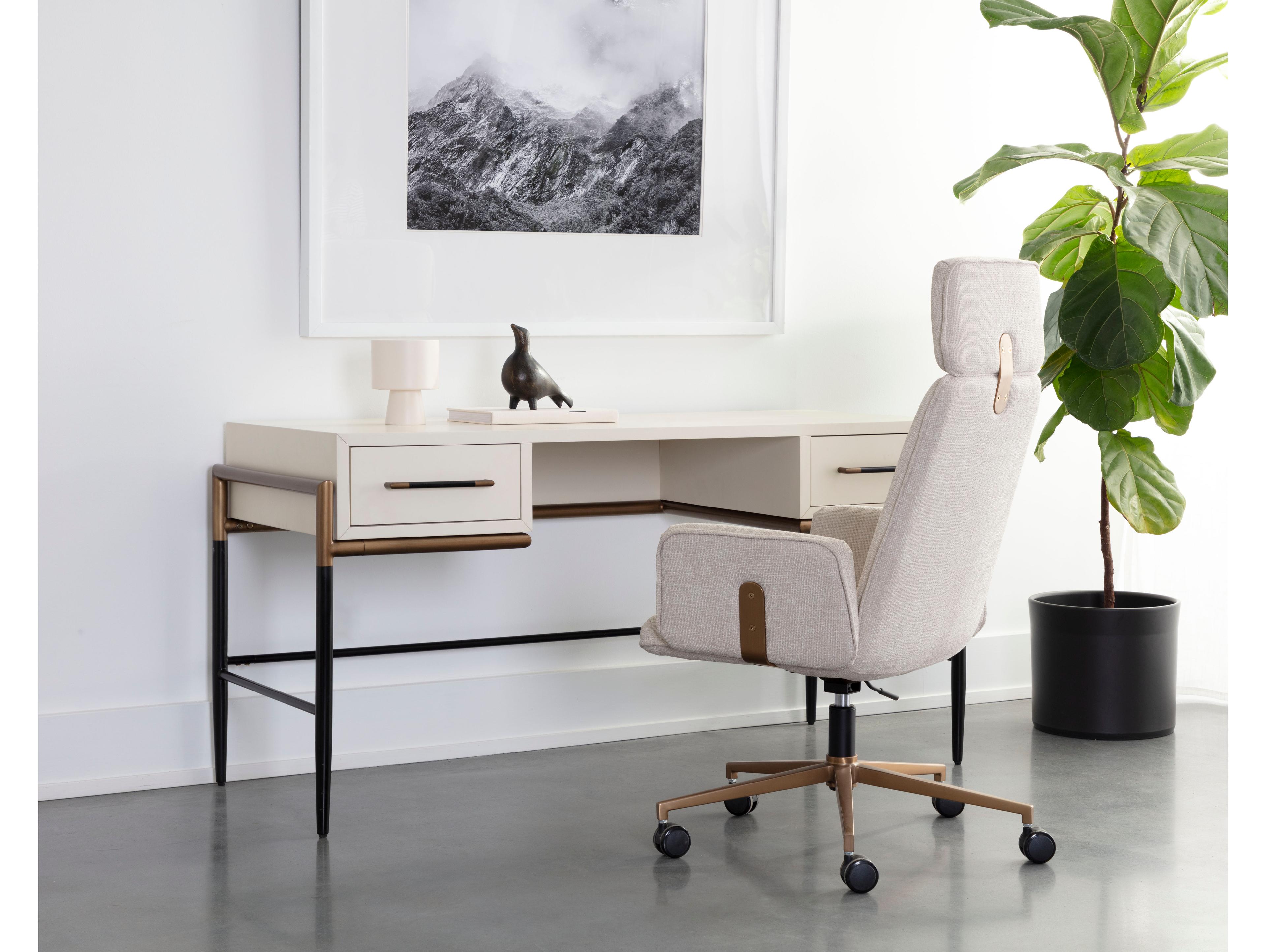 Sunpan Weldrick Oyster White Acacia Wood Secretary Desk