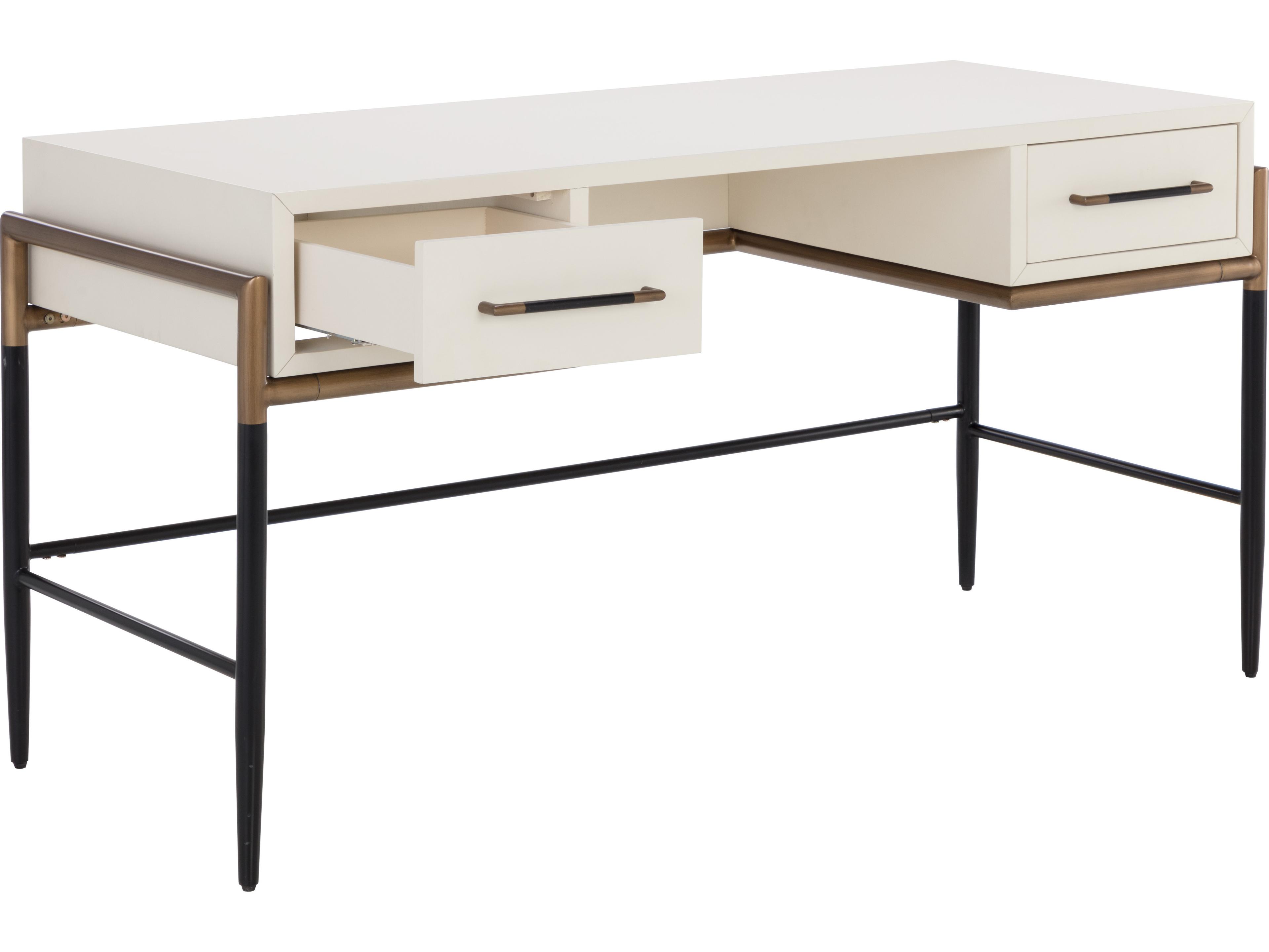 Sunpan Weldrick Oyster White Acacia Wood Secretary Desk