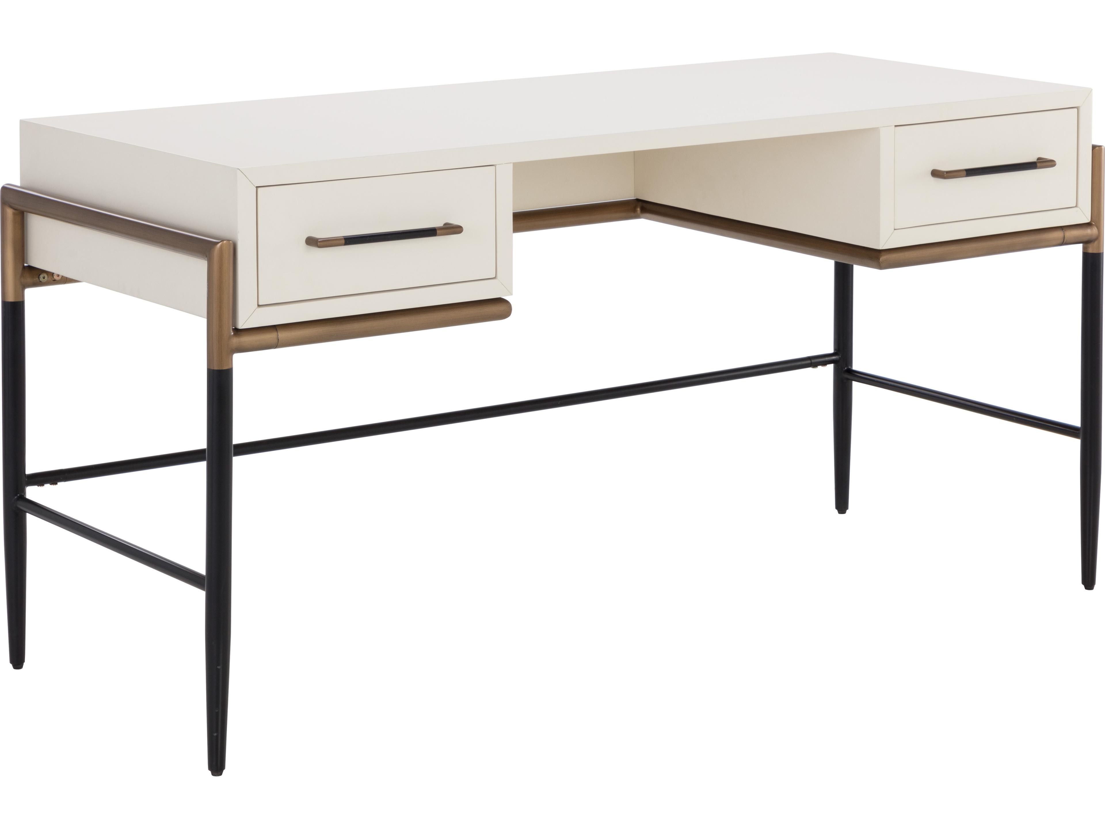 Sunpan Weldrick Oyster White Acacia Wood Secretary Desk