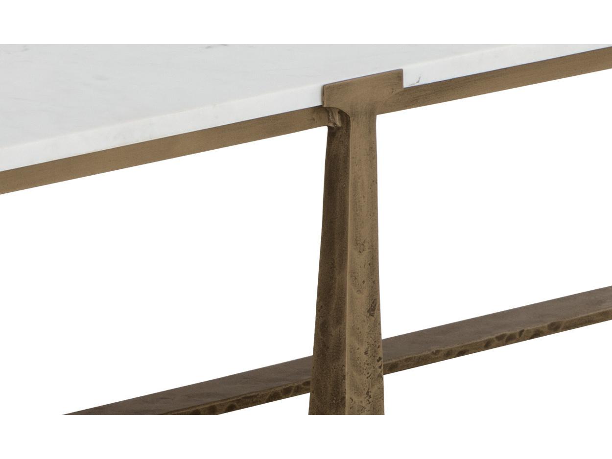 Sunpan Cowell Rectangular Marble White Antique Brass Coffee Table
